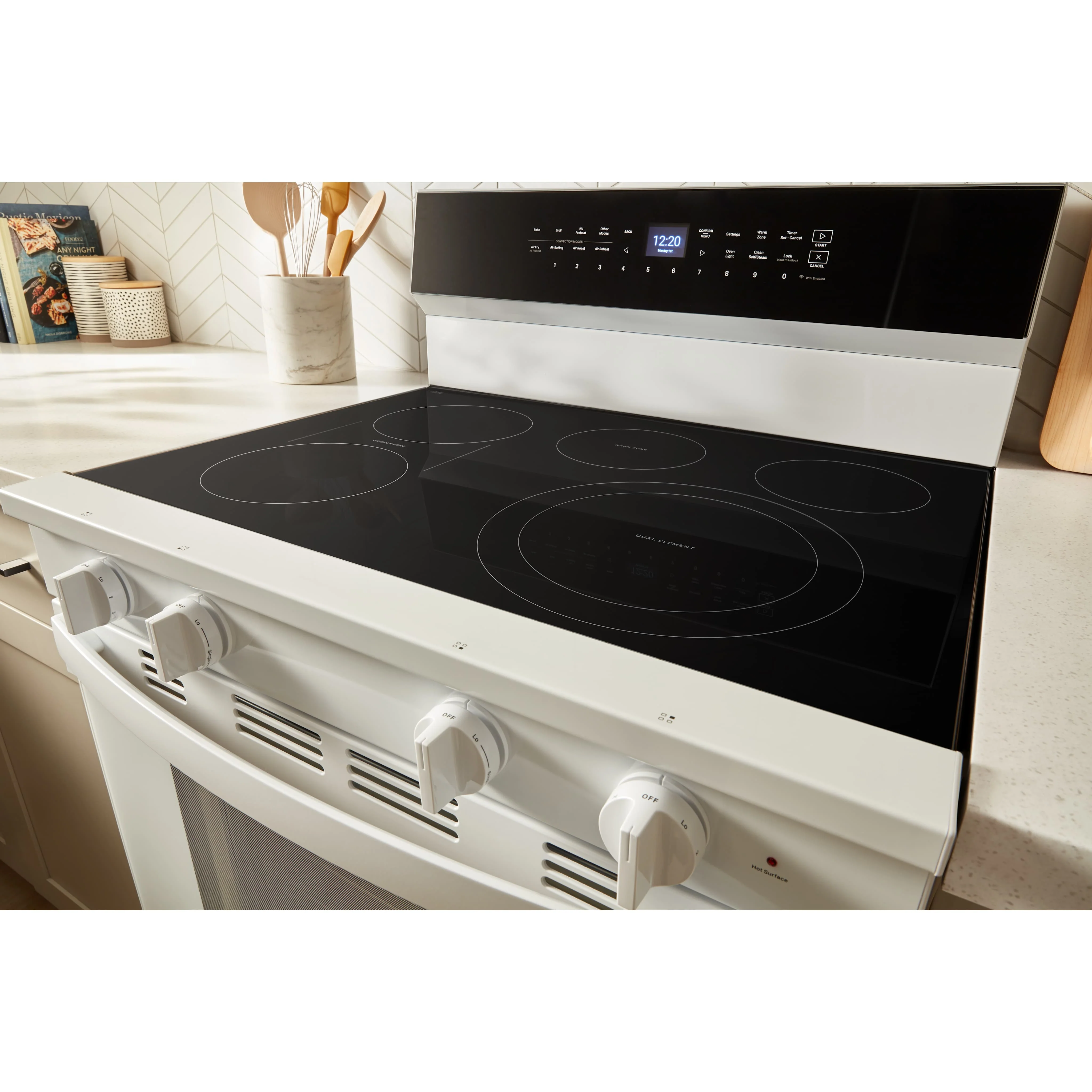 Whirlpool 30-inch Smart Electric Range with Air Cooking Technology, WipeCleanCoating, Steam/Self Cleaning, Rapid Preheat 5.3 CuFt Capacity -White (YWFES7530RW) - Image 3