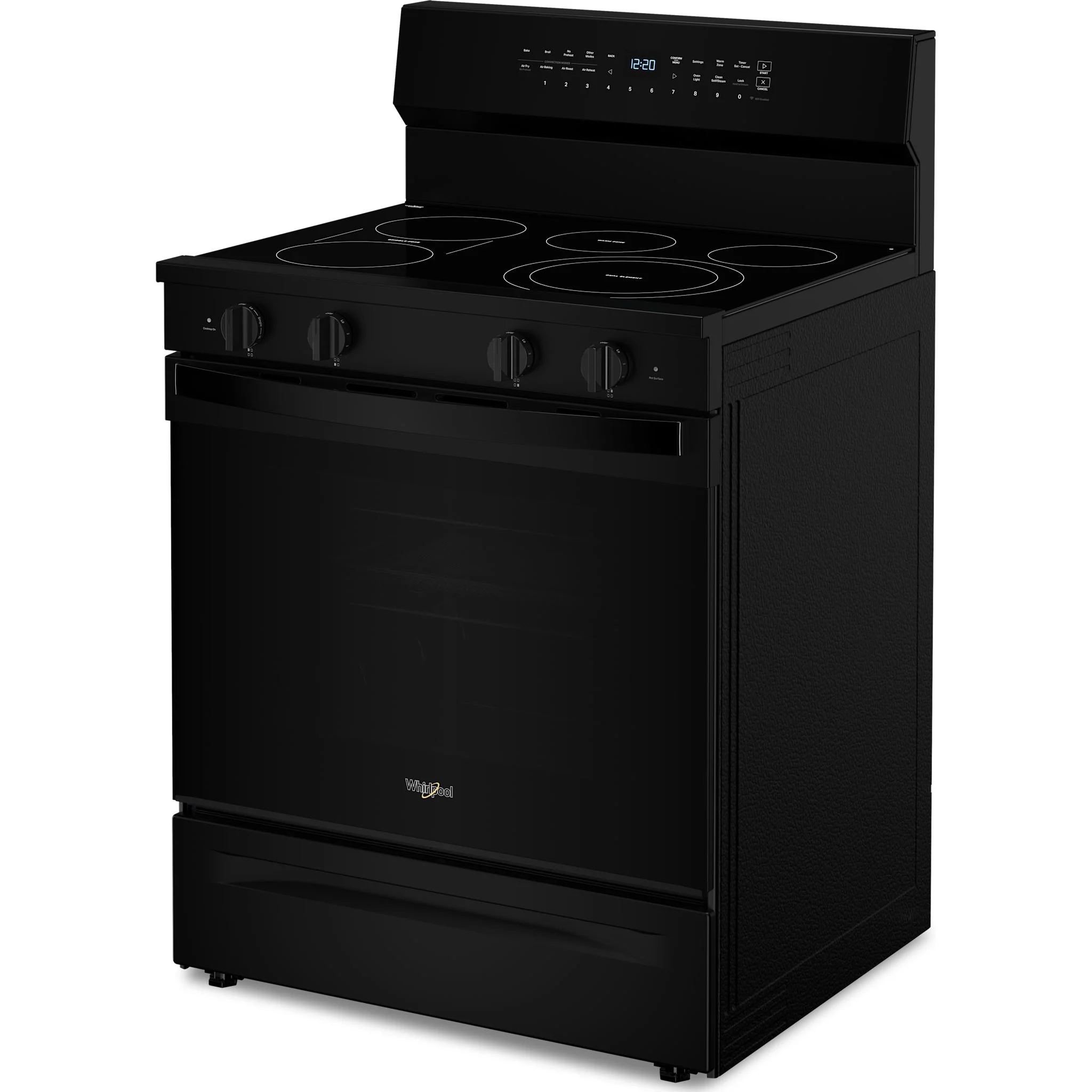 Whirlpool 30-inch Smart Electric Smart Range with Air Cooking Technology, No Preheat Air Fry, High Speed Preheat Oven, WipeCleanCoating, and Steam/Self Clean -Black (YWFES7530RB) - Image 2