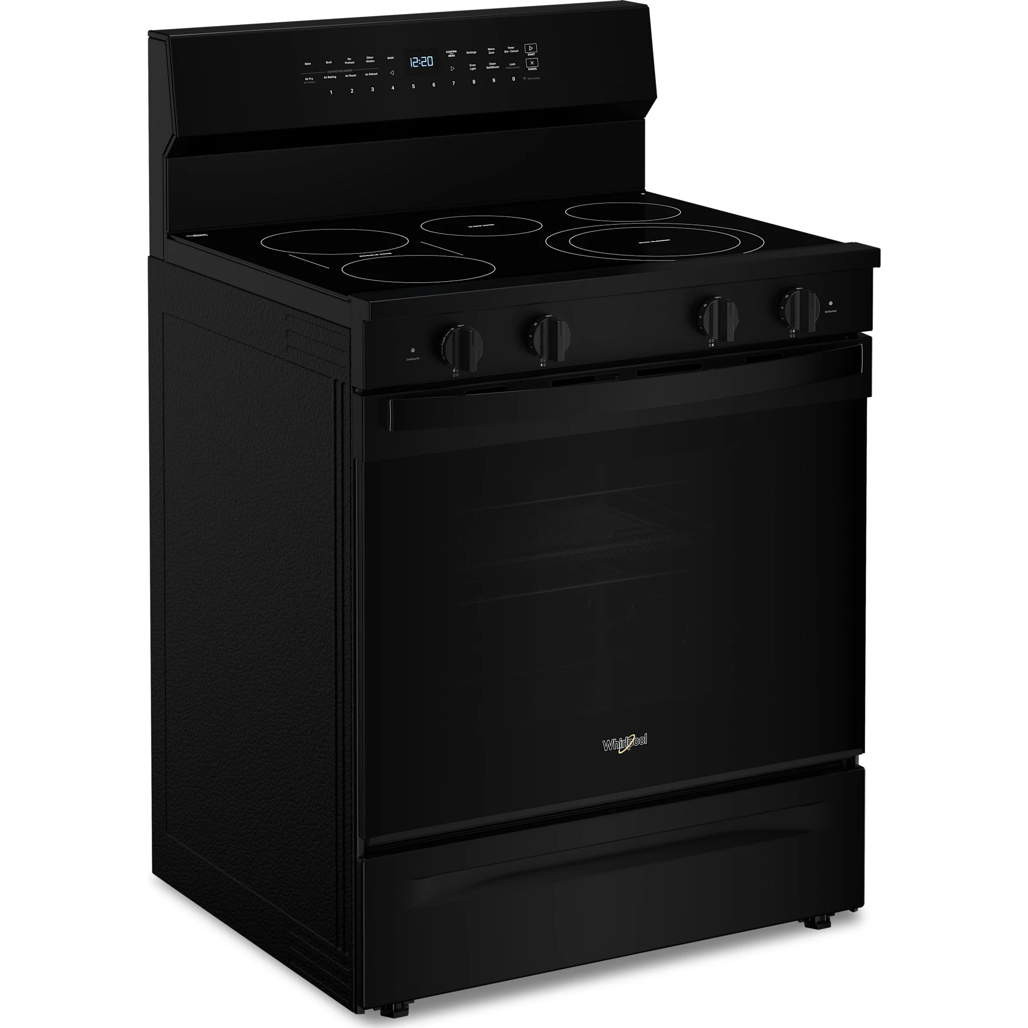 Whirlpool 30-inch Smart Electric Smart Range with Air Cooking Technology, No Preheat Air Fry, High Speed Preheat Oven, WipeCleanCoating, and Steam/Self Clean -Black (YWFES7530RB) - Image 3