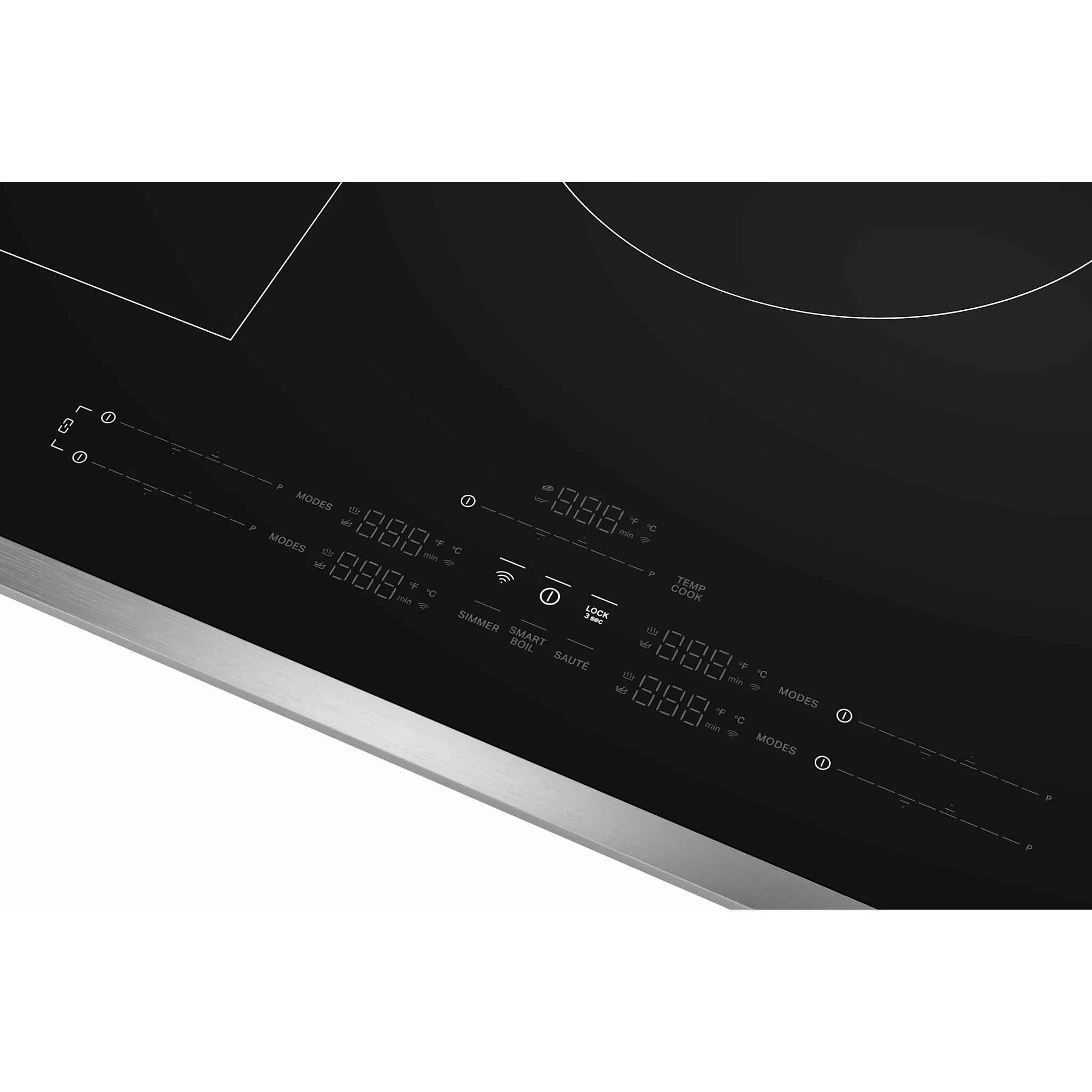 Whirlpool 36" Intelligent Induction Cooktop with Temp CookTechnology and WipeCleanCoating -Blk Glass Touch Ctrl w SS side (WCIT7536SS) - Image 4