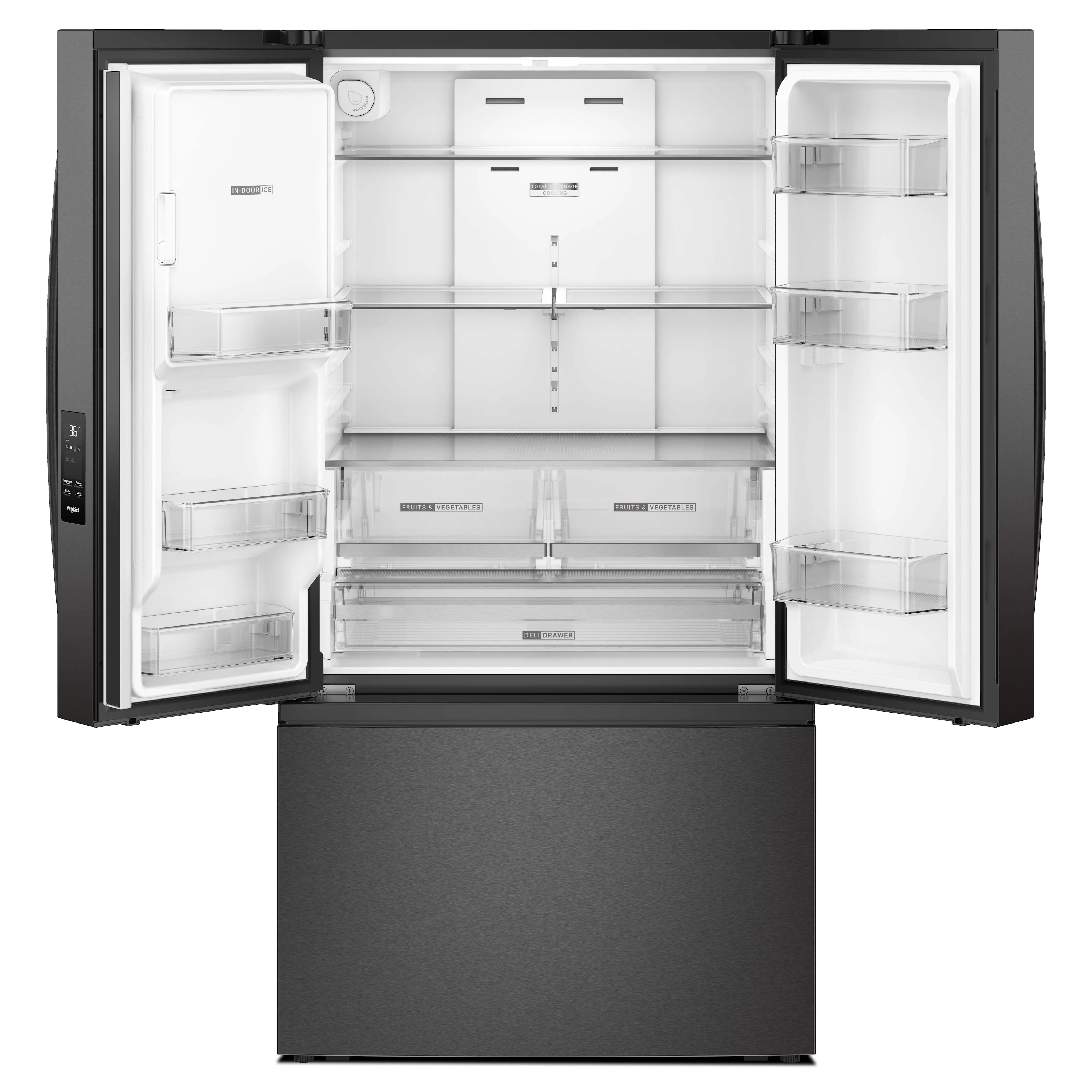 Whirlpool 36-Inch French Door Refrigerator with In-Door Water and Ice Maker - 30 cu. ft. -Print Resist Blk SS (WRFF3536SV) - Image 5