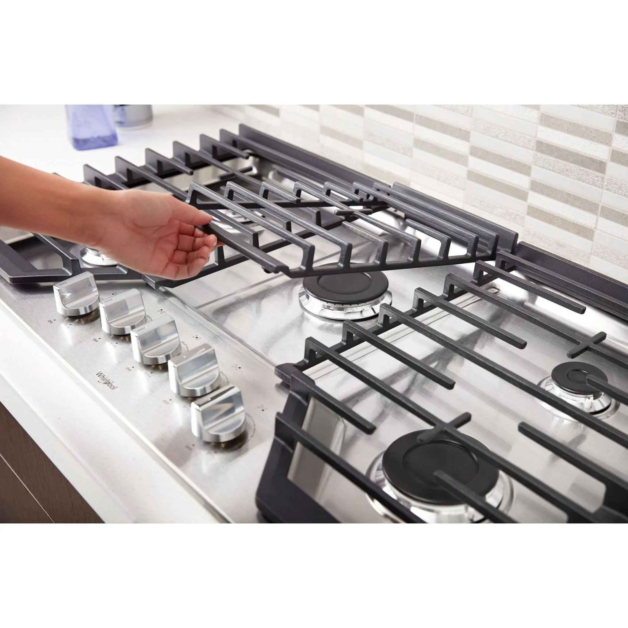 Whirlpool 36" Gas Cooktop with EZ-2-Lift Hinged Cast-Iron Grates (WCG55US6HS) - Image 11