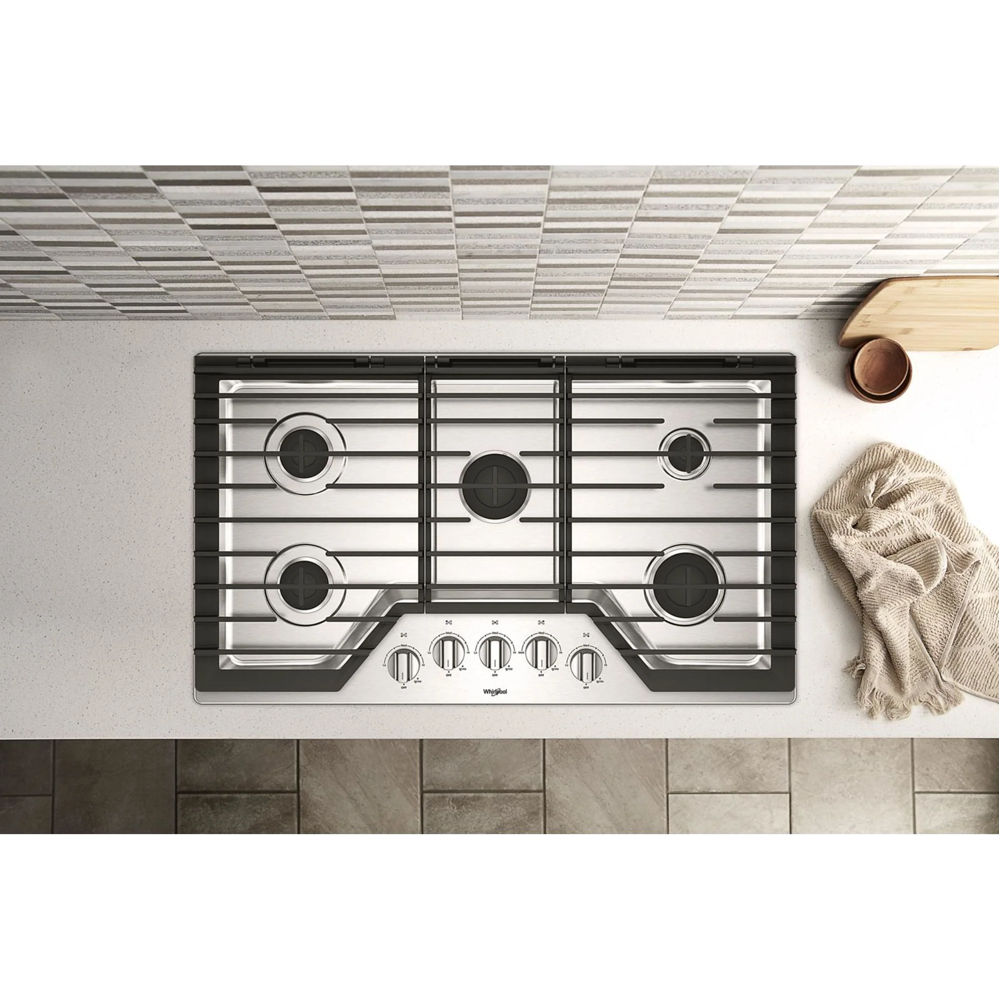 Whirlpool 36" Gas Cooktop with EZ-2-Lift Hinged Cast-Iron Grates (WCG55US6HS) - Image 13