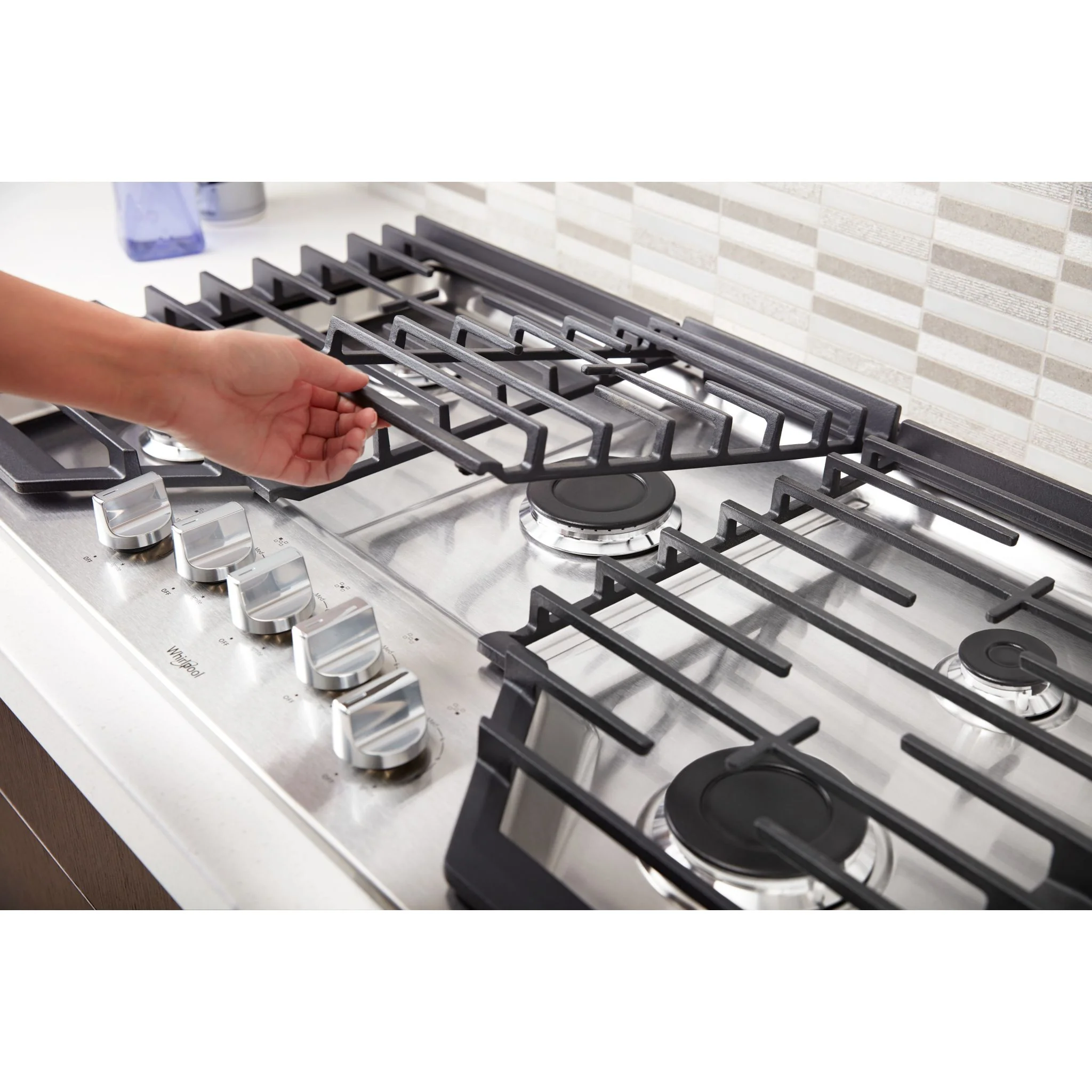 Whirlpool 36" Gas Cooktop with EZ-2-Lift Hinged Cast-Iron Grates (WCG55US6HS) - Image 5