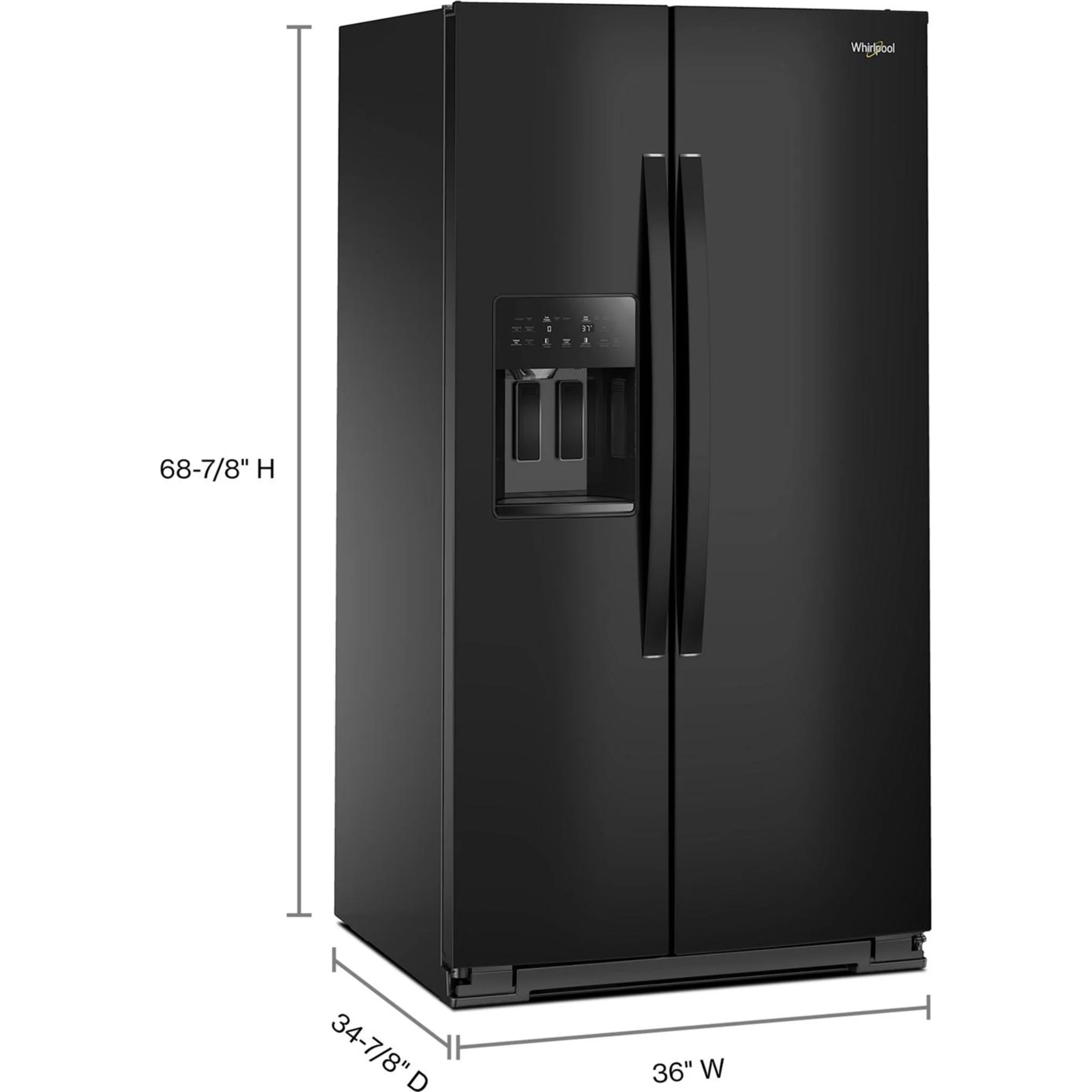 Whirlpool 36-inch Full Depth Side-by-Side Refrigerator with TruCoolSystem -Black (WRSF5536RB) - Image 2