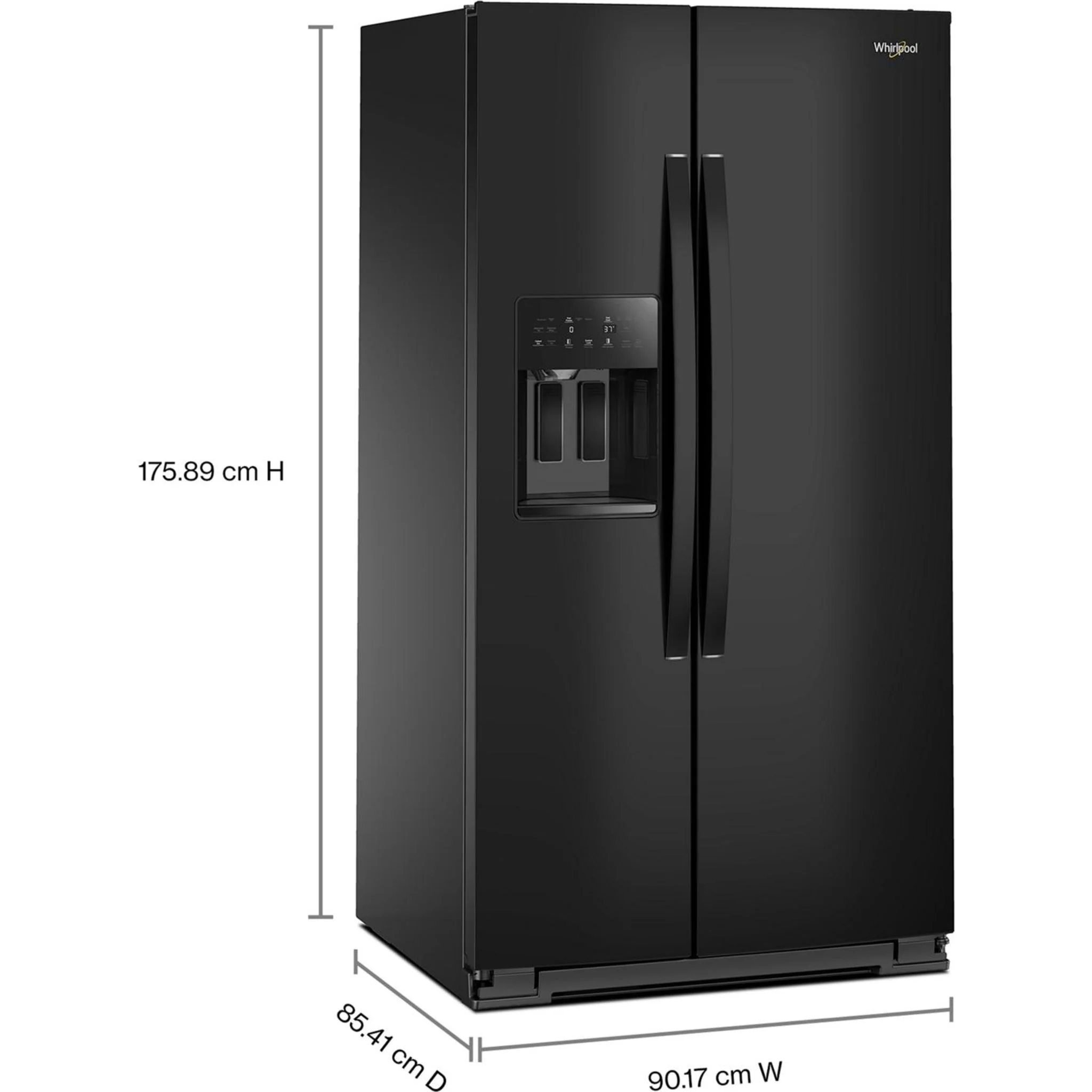 Whirlpool 36-inch Full Depth Side-by-Side Refrigerator with TruCoolSystem -Black (WRSF5536RB) - Image 3