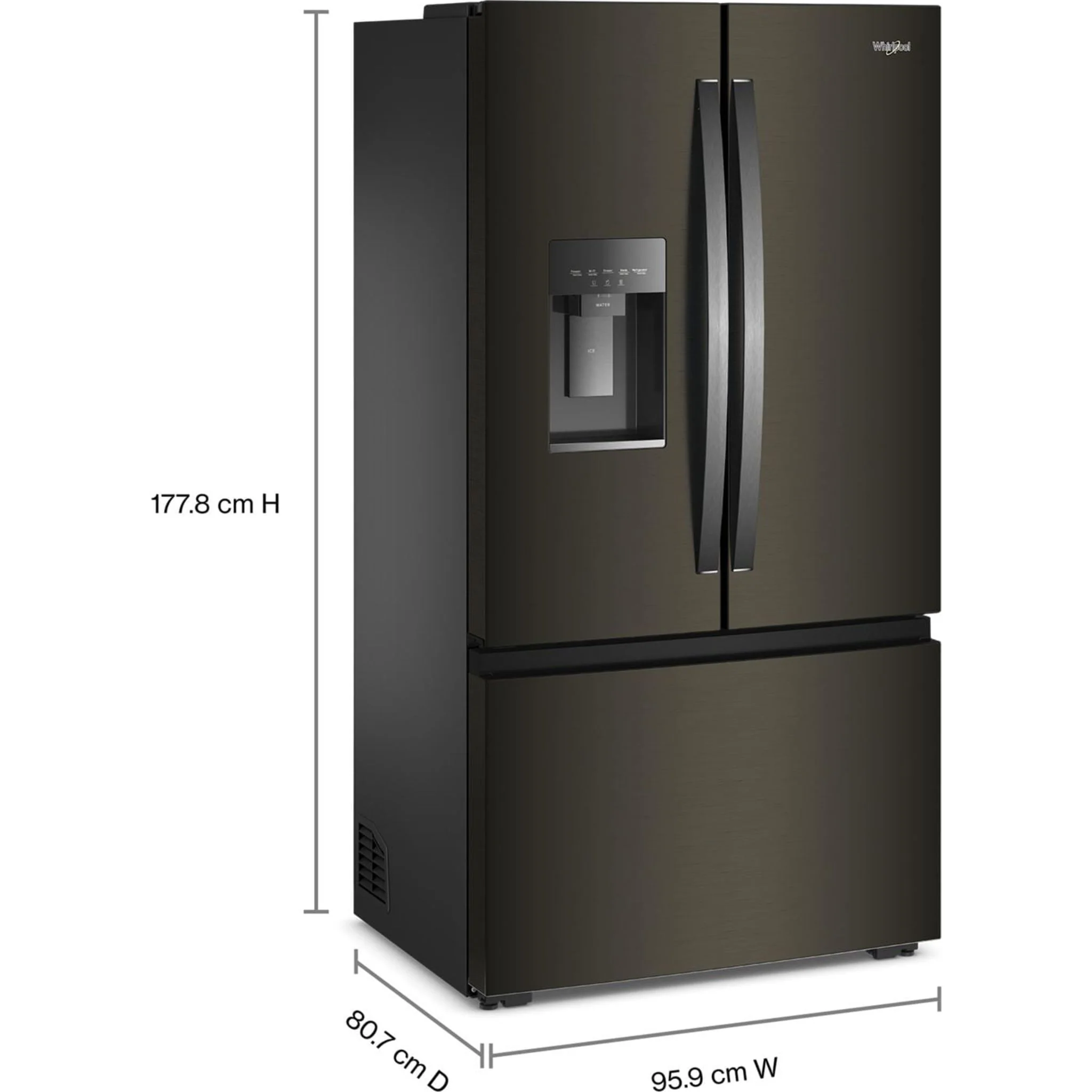 Whirlpool 36-inch Wide True Counter Depth 3-Door French Door Refrigerator - 23.4 cu. ft. (WRFC7036RV) - Black Stainless Finish - Image 9