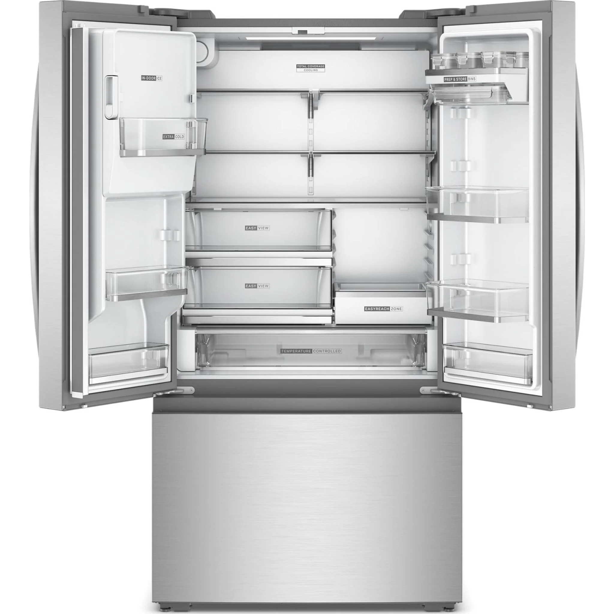 Whirlpool 36-inch Wide True Counter Depth 3-Door French Door Refrigerator - 23.4 cu. ft. (WRFC7036RZ) - Fingerprint-Resistant Stainless Finish - Image 4