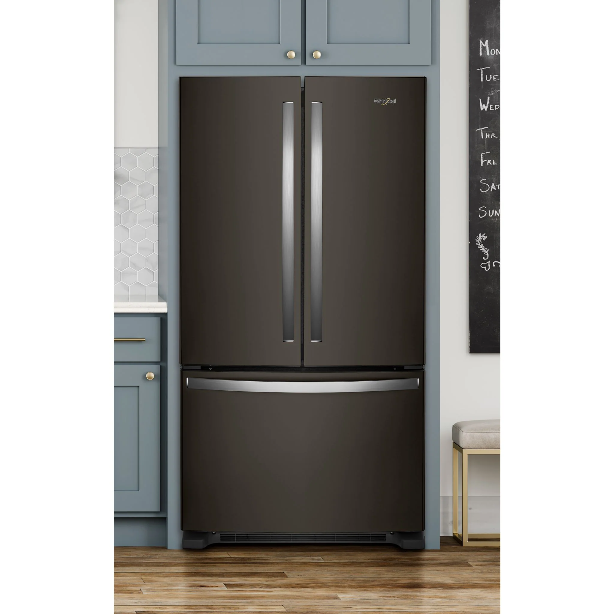 Whirlpool 36-Inch Wide Counter-Depth French Door Bottom Mount Refrigerator - 20 cu. ft. -Print Resist Black Stainless (WRFC2036RV) - Image 6