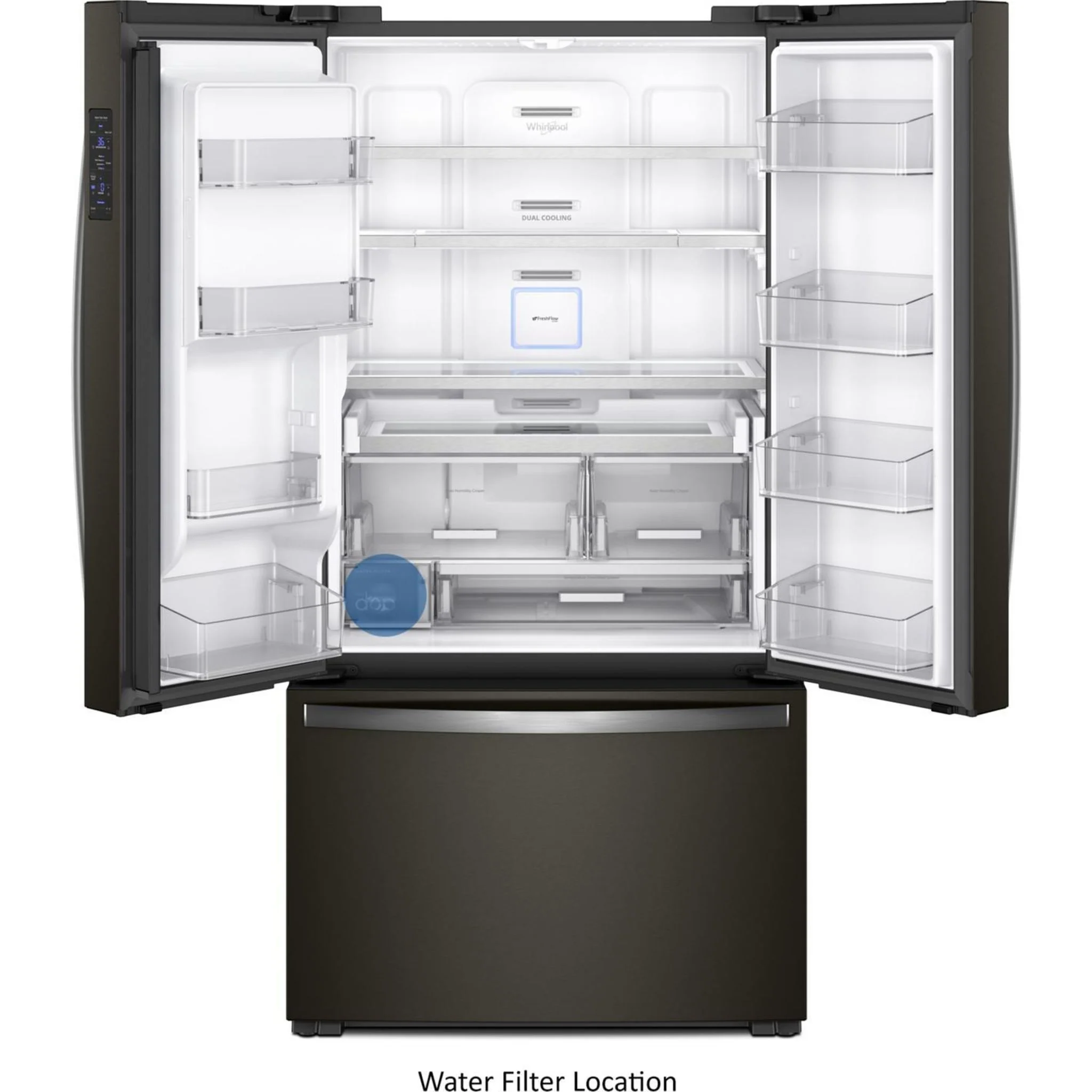 Whirlpool 36-inch Wide Counter Depth French Door Refrigerator -Stainless Steel Black (WRFC9636RV) - Image 5