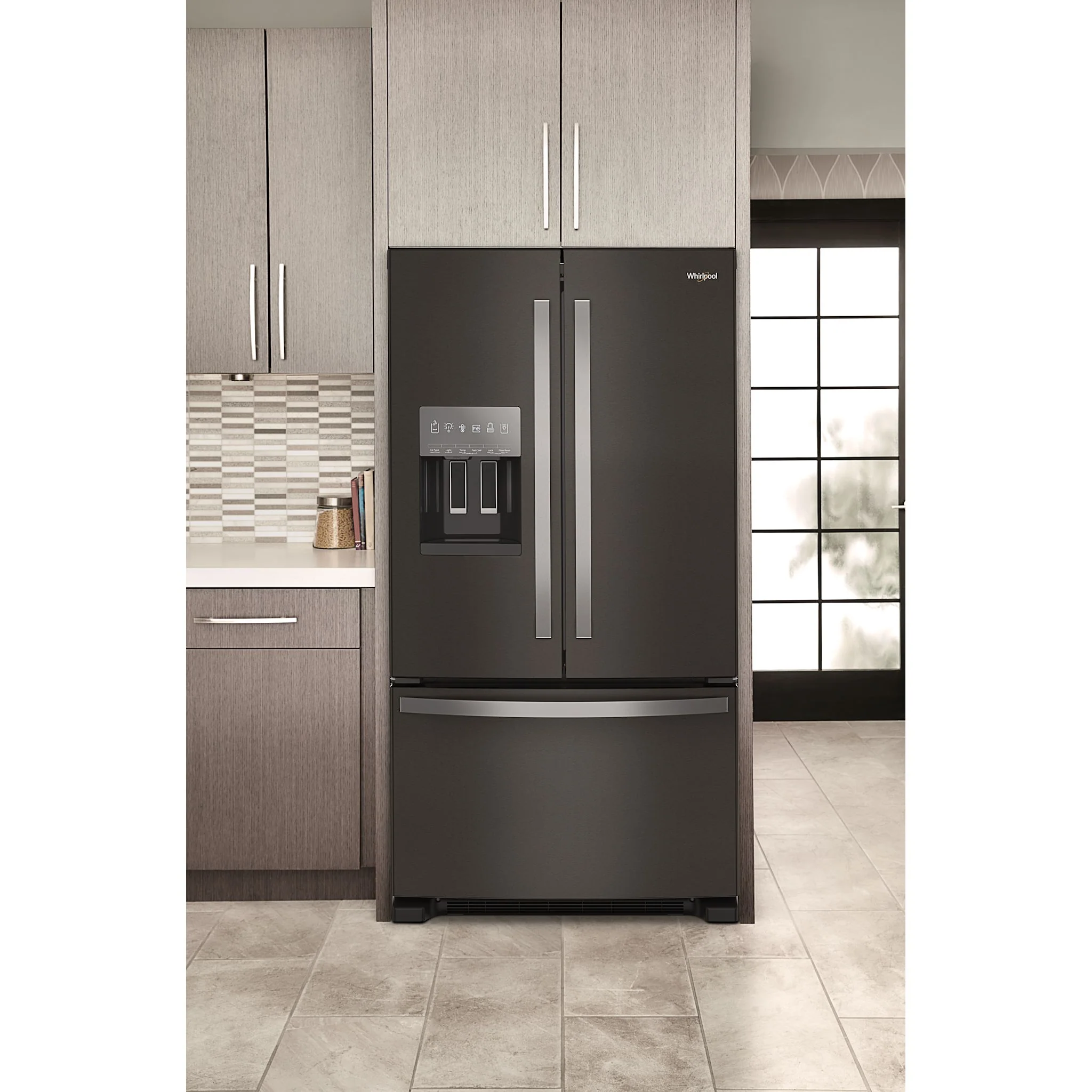 Whirlpool 36" Wide French Door Bottom Mount Refrigerator - 25 cu.ft. - Black Stainless (WRFF3436RV) - Image 6