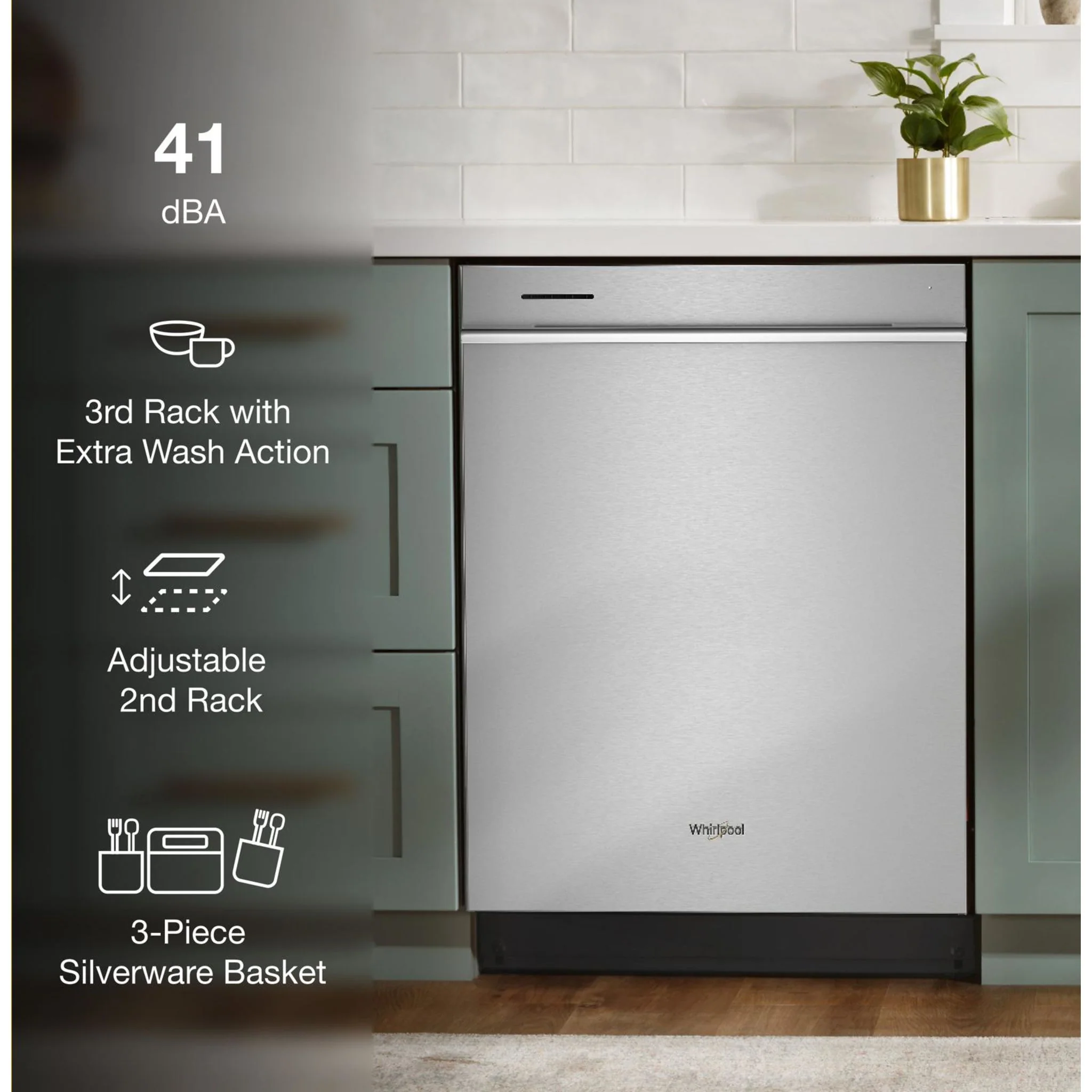 Whirlpool Fingerprint Resistant Quiet Dishwasher with 3rd Rack & Large Capacity (WDTA80SAKZ) - Image 46
