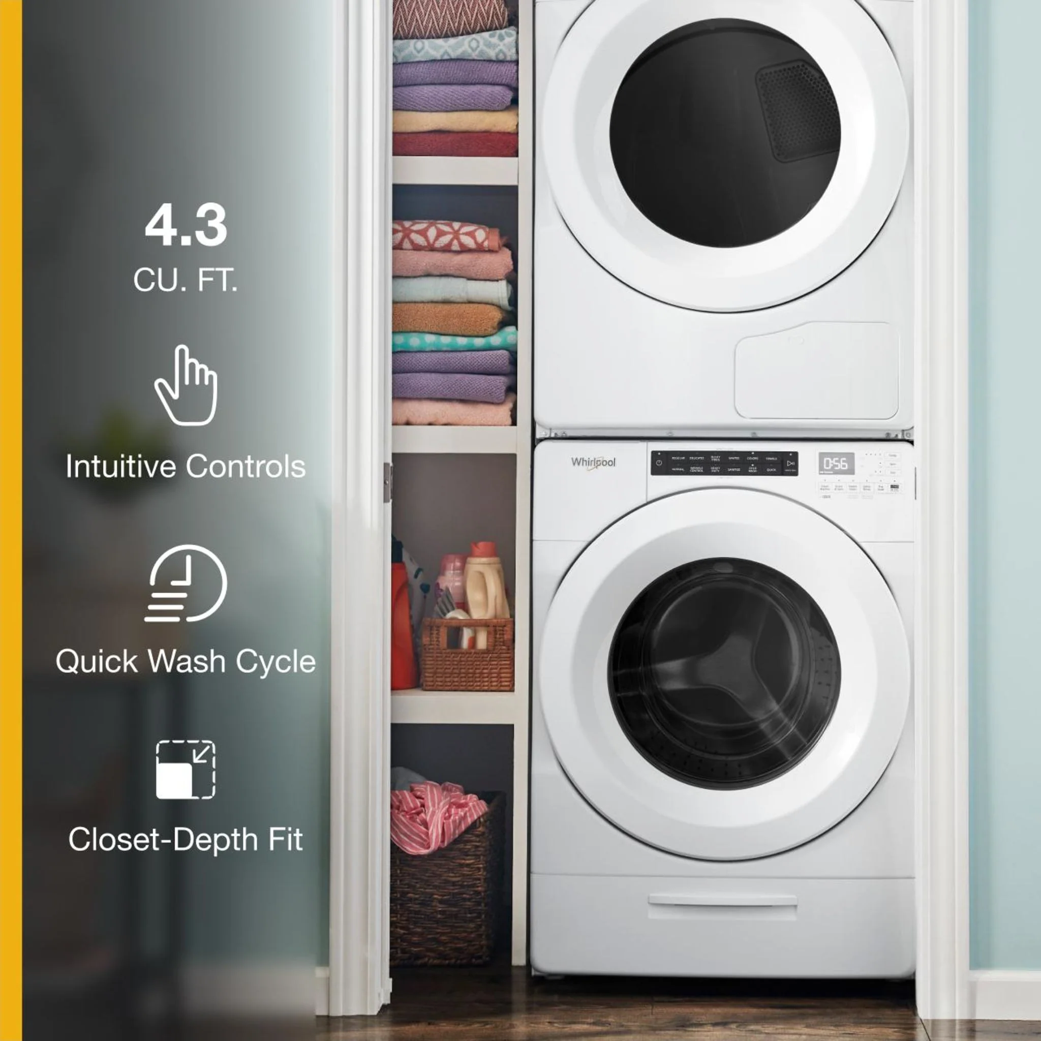 Whirlpool 5.0 cu.ft I.E.C. Closet-Depth Front Load Washer with Intuitive Controls -White (WFW560CHW) - Image 24