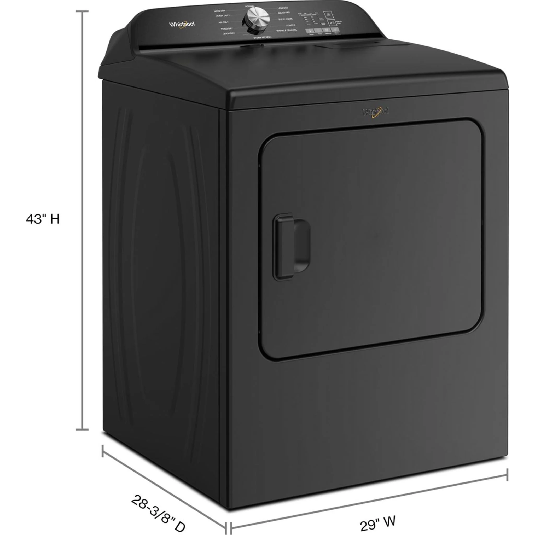 Whirlpool 7.0 Cu. Ft. Top Load Gas Dryer with Moisture Sensor -Volcano Black (WGD6150PB) - Image 20