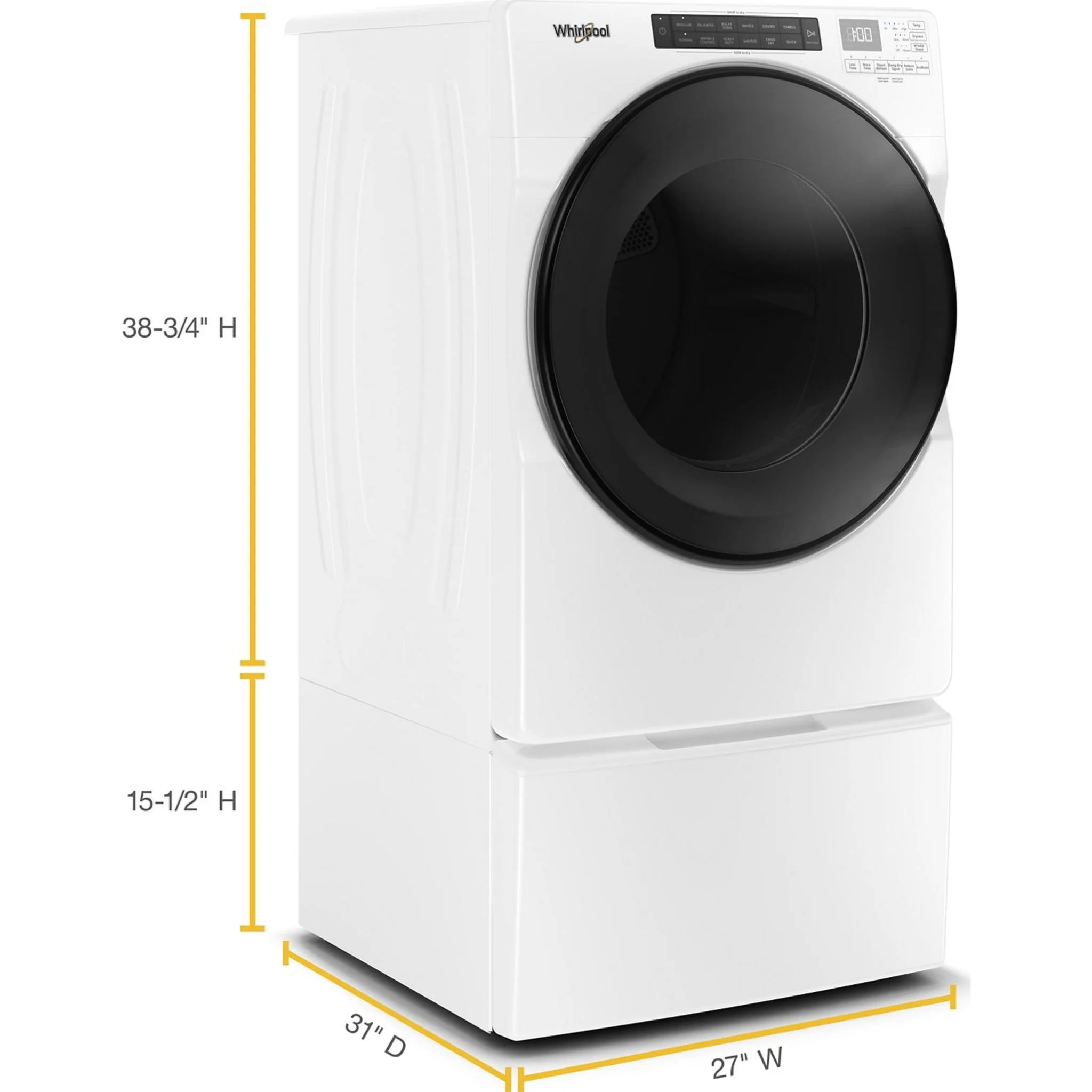 Whirlpool 7.4 cu. ft. Front Load Electric Dryer with Steam Cycles (YWED6620HW) - Image 3