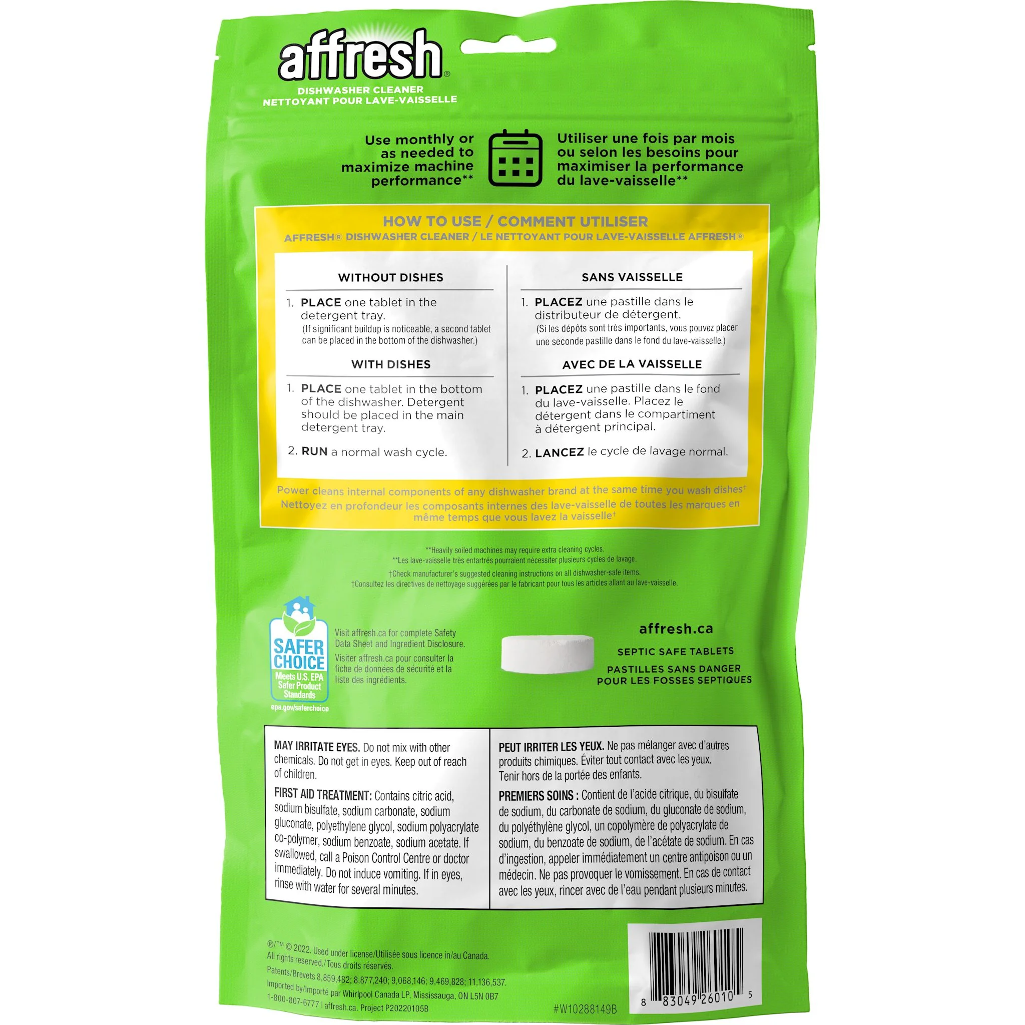 Whirlpool Affresh Dishwasher Cleaner - 3 count -White (W10288149B) - Image 2