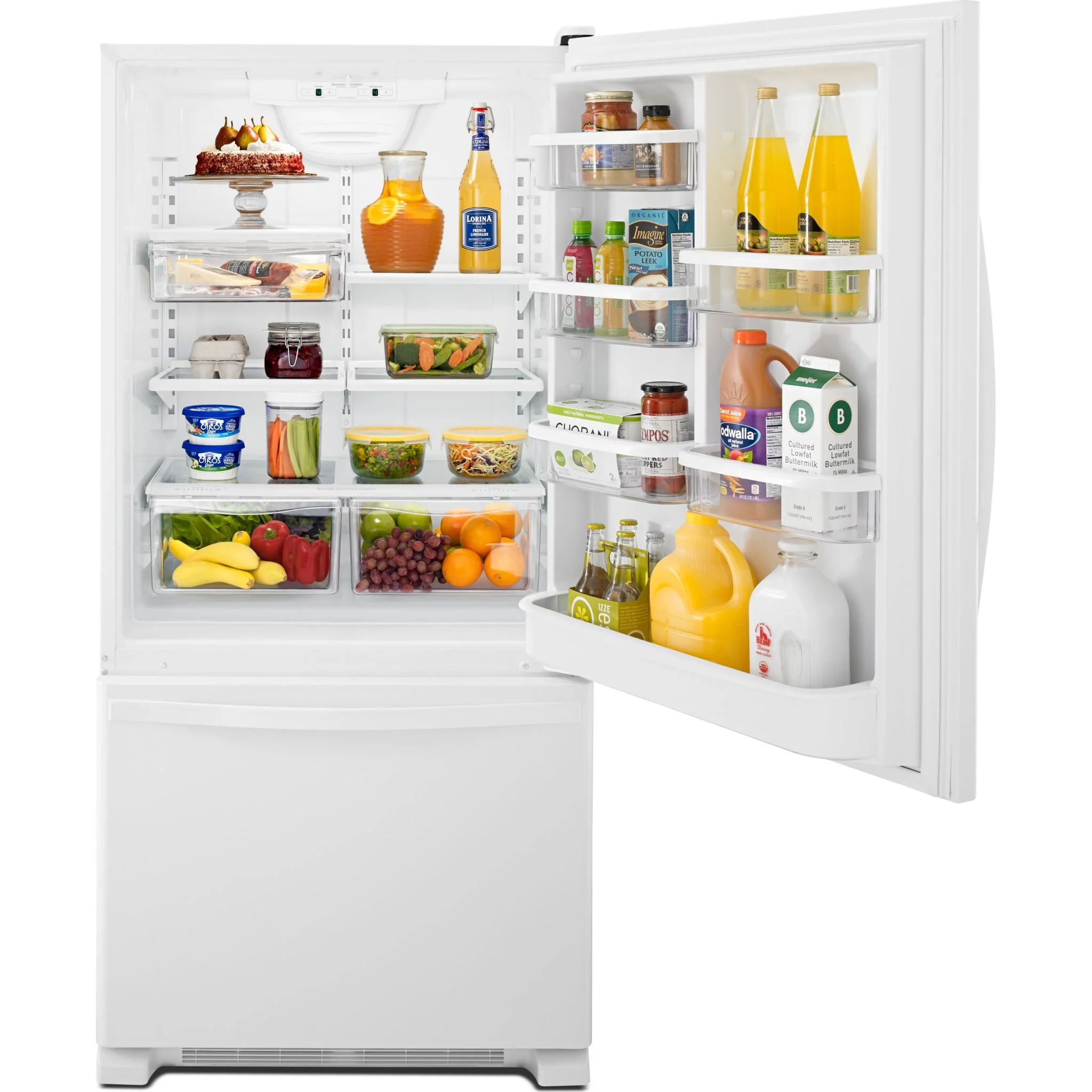 Whirlpool 19 cu. ft. Bottom-Freezer Refrigerator with Freezer Drawer - White (WRB329DFBW) - Image 2
