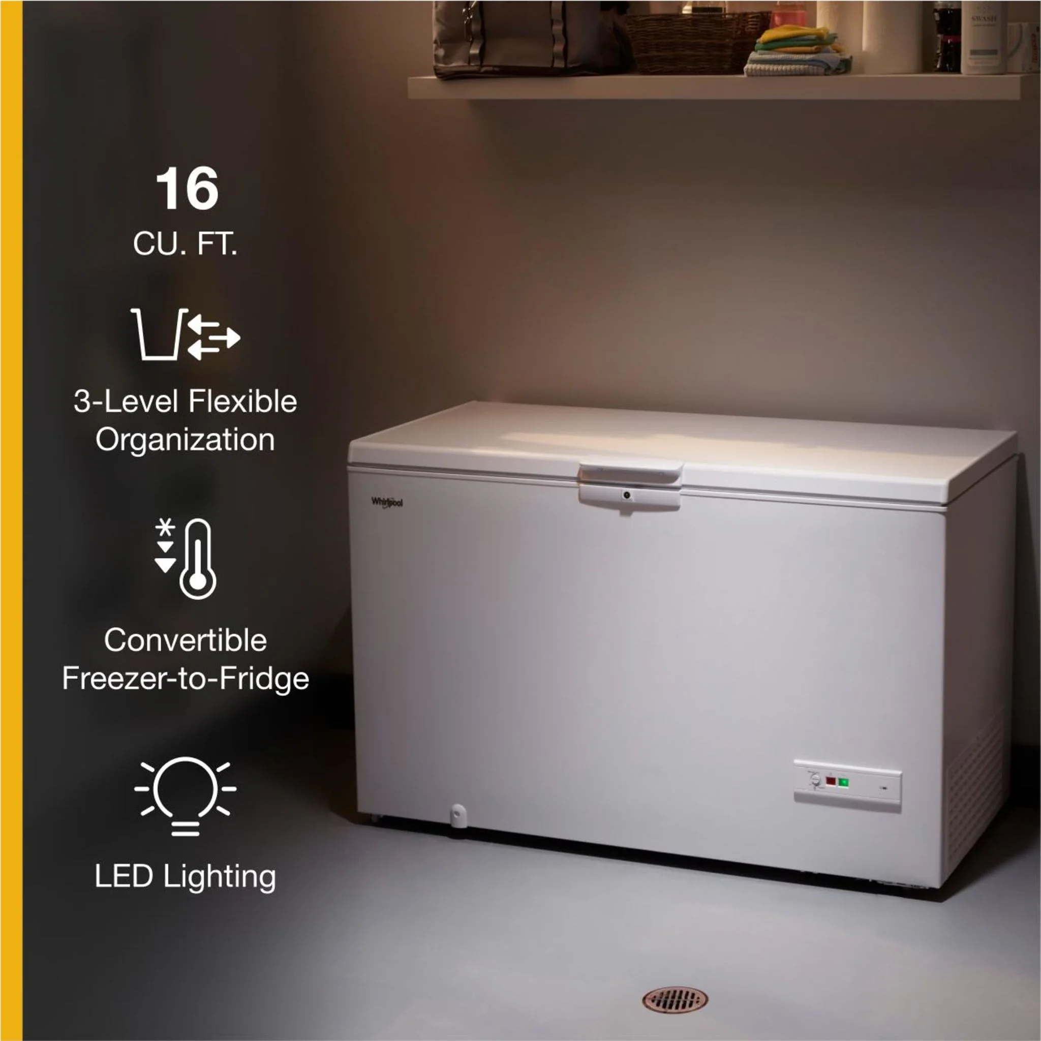Whirlpool 16 Cu. Ft. Chest Freezer with Shelves -White (WZC5216LW) - Image 45