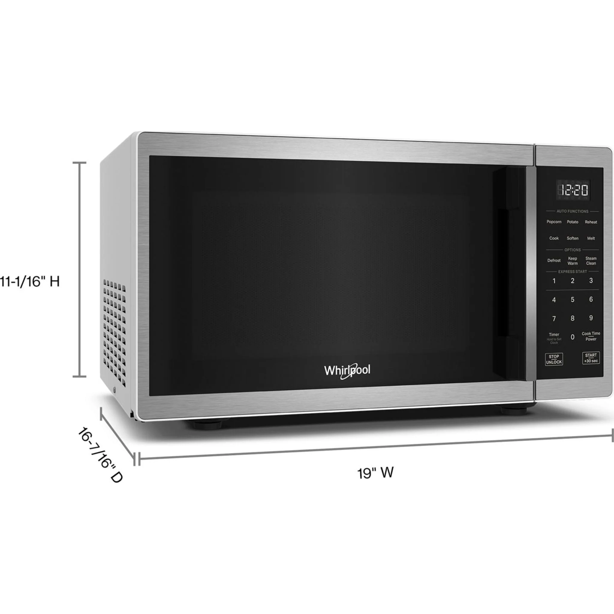 Whirlpool 0.9 cu. ft. Stainless Steel Countertop Microwave With Steam Clean - 900 watt -Stainless Steel (WMCS3019RS) - Image 14
