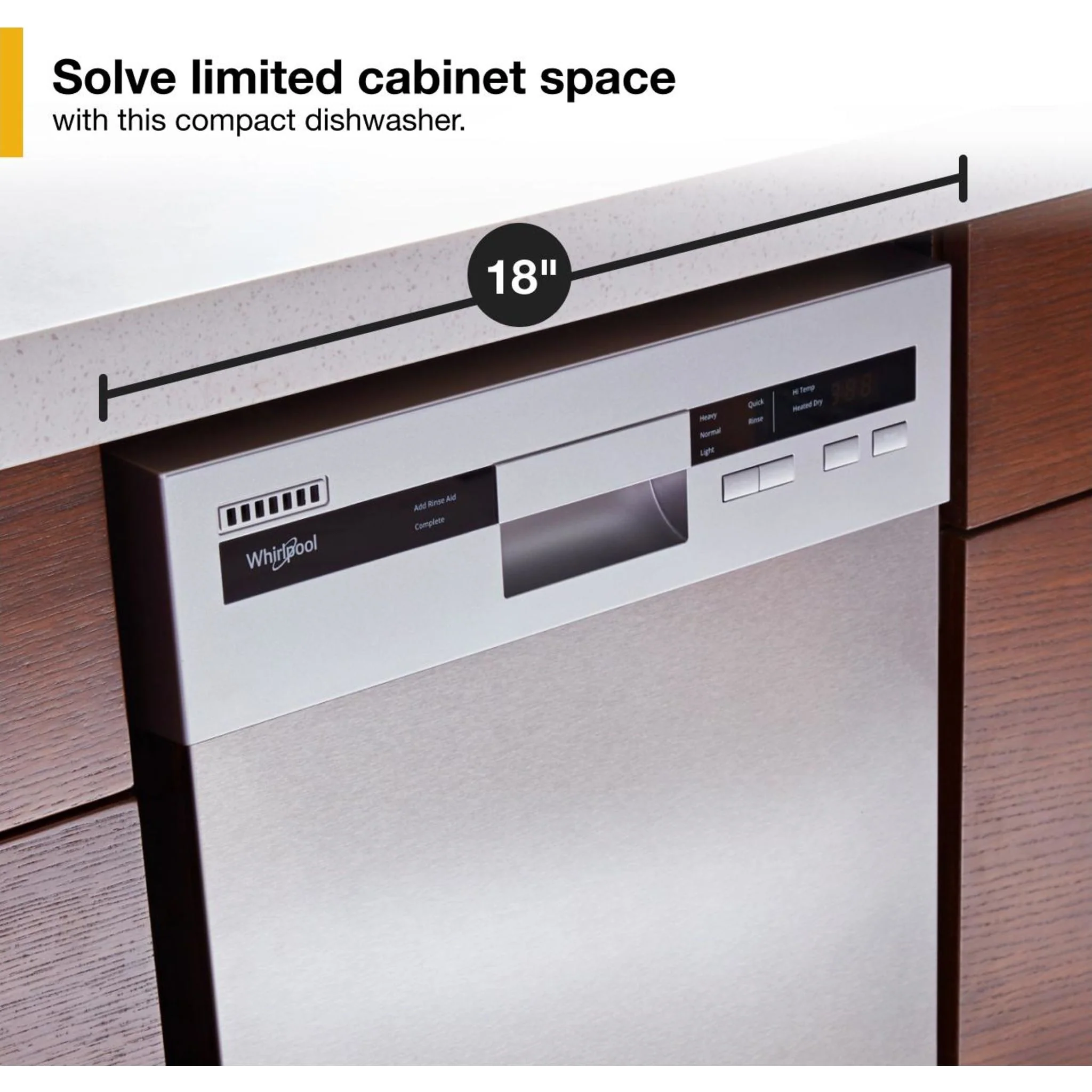 Whirlpool Small-Space Compact Dishwasher with Stainless Steel Tub -Monochromatic Stainless Cabinet (WDPS5118PM) - Image 4