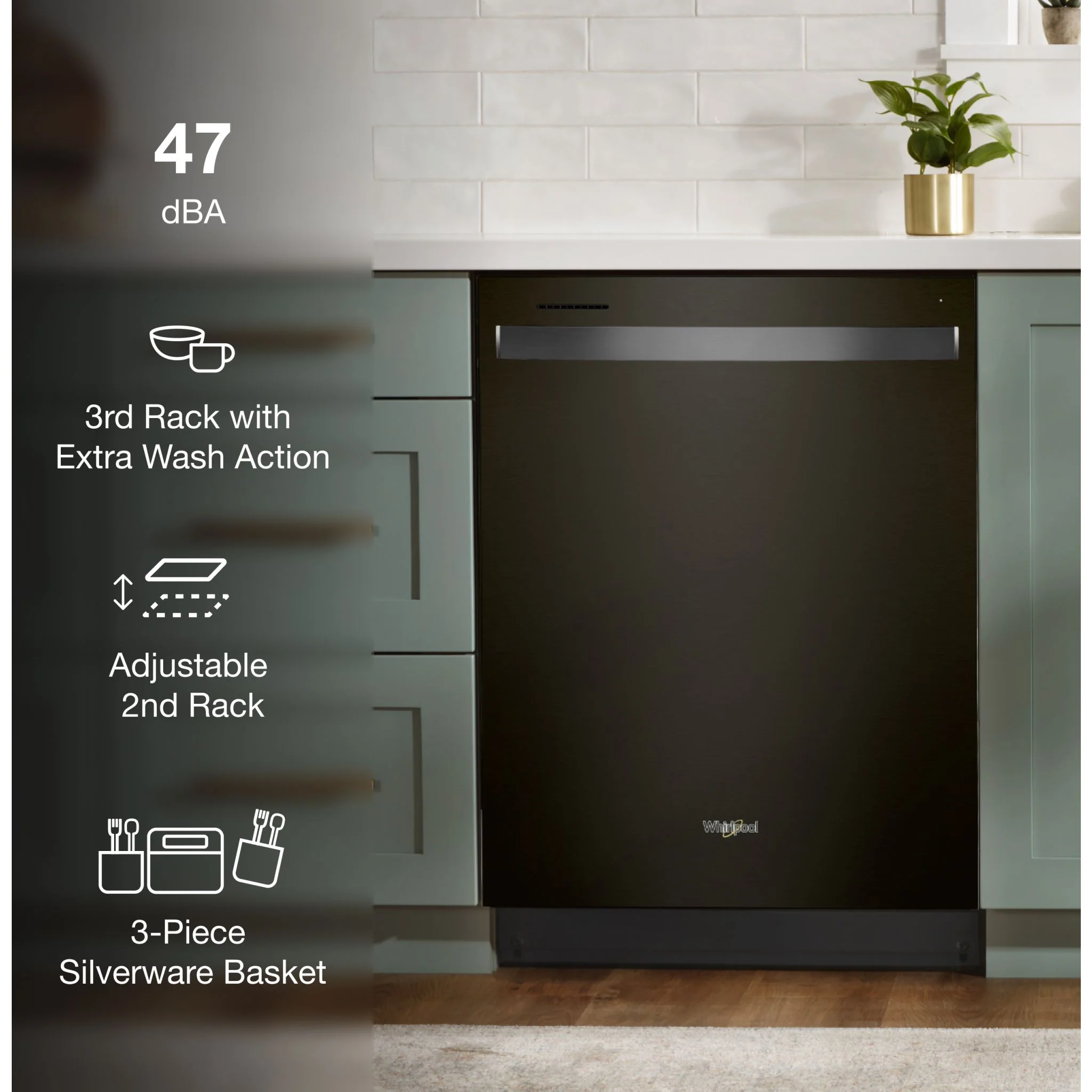 Whirlpool Fingerprint Resistant Large Capacity Dishwasher with 3rd Rack - Print Resist Blk Stnlss (WDT970SAKV) - Image 6