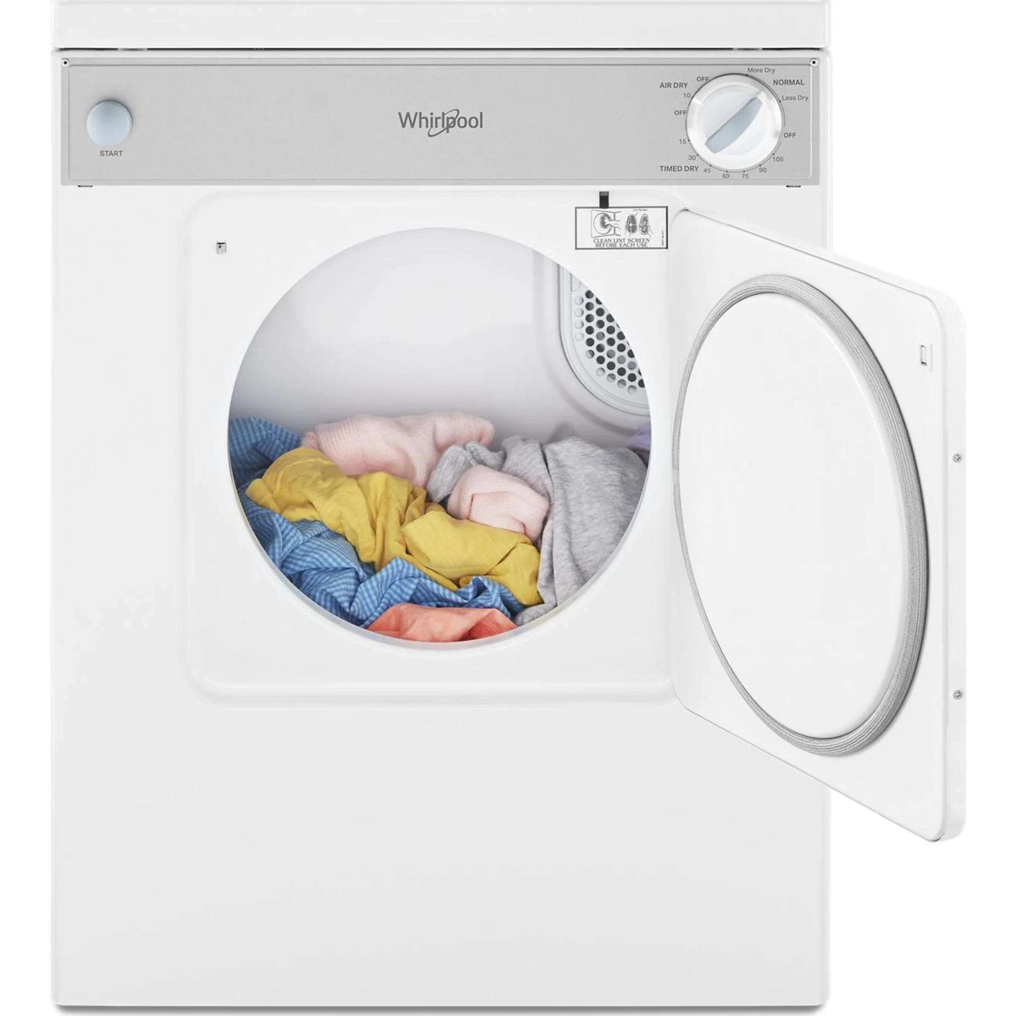 Whirlpool 3.4 cu.ft. Compact Electric Dryer with AccuDryDrying System -White-on-White (LDR3822PQ) - Image 12