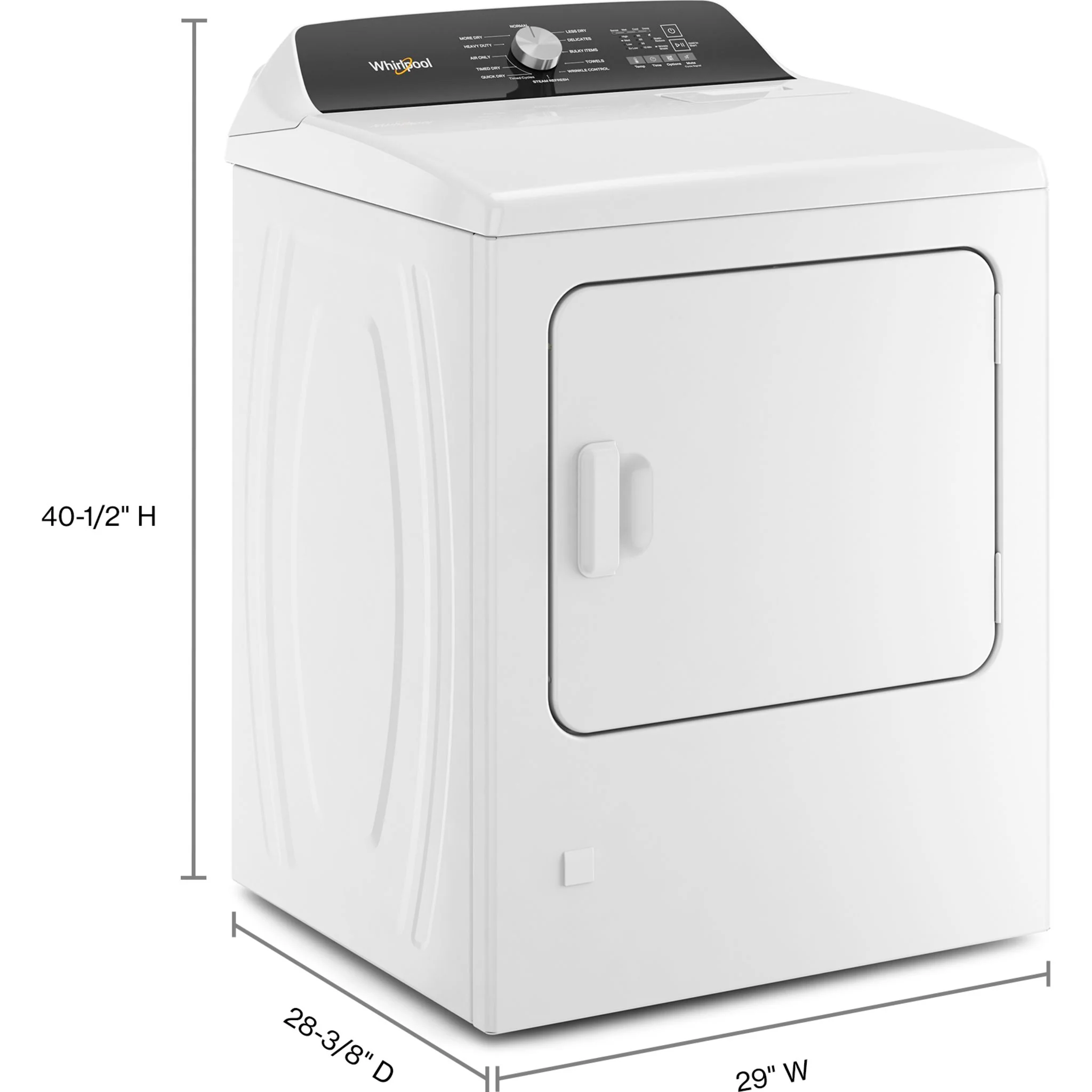 Whirlpool 7.0 Cu. Ft. Top Load Gas Moisture Sensing Dryer with Steam -White (WGD5050LW) - Image 2
