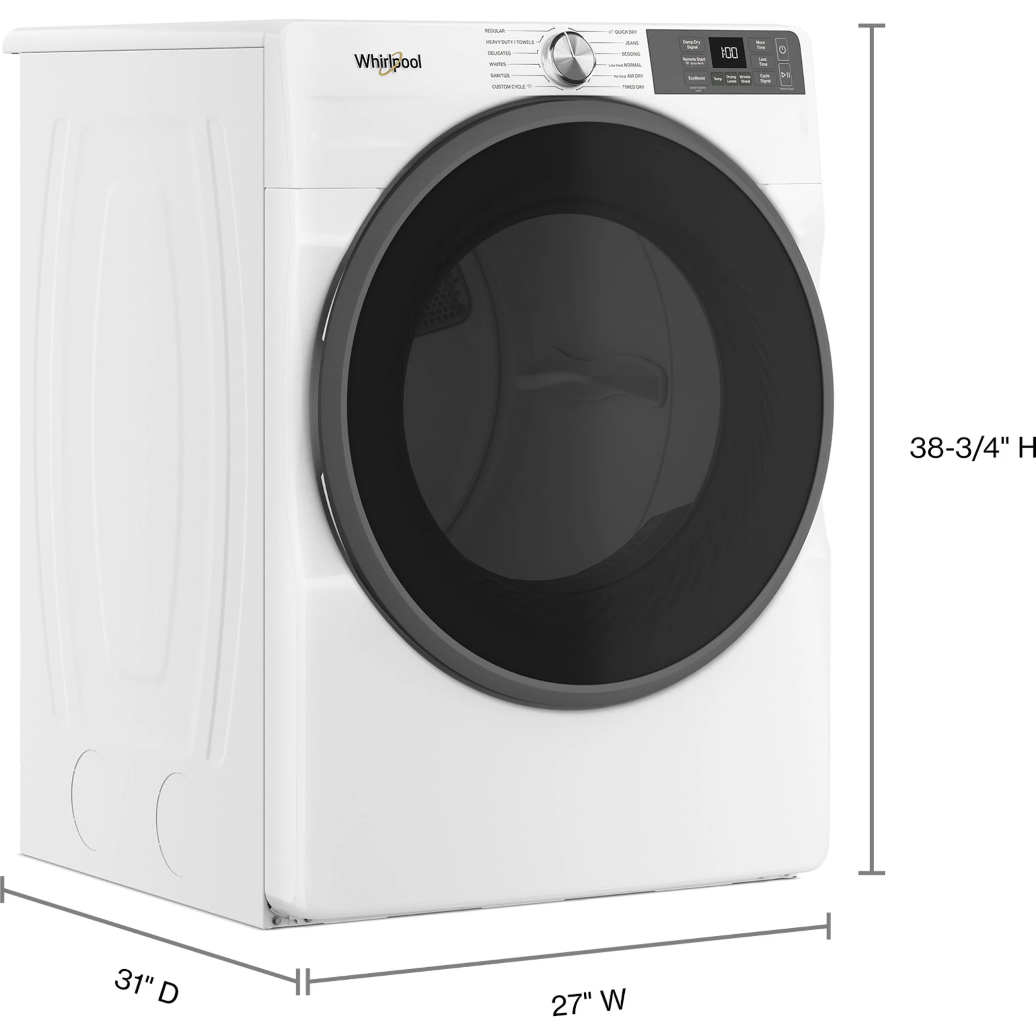 Whirlpool 7.4 cu. ft. Smart Front Load ENERGY STAR Electric Dryer with Wrinkle ShieldOption -White (YWED5720RW) - Image 4