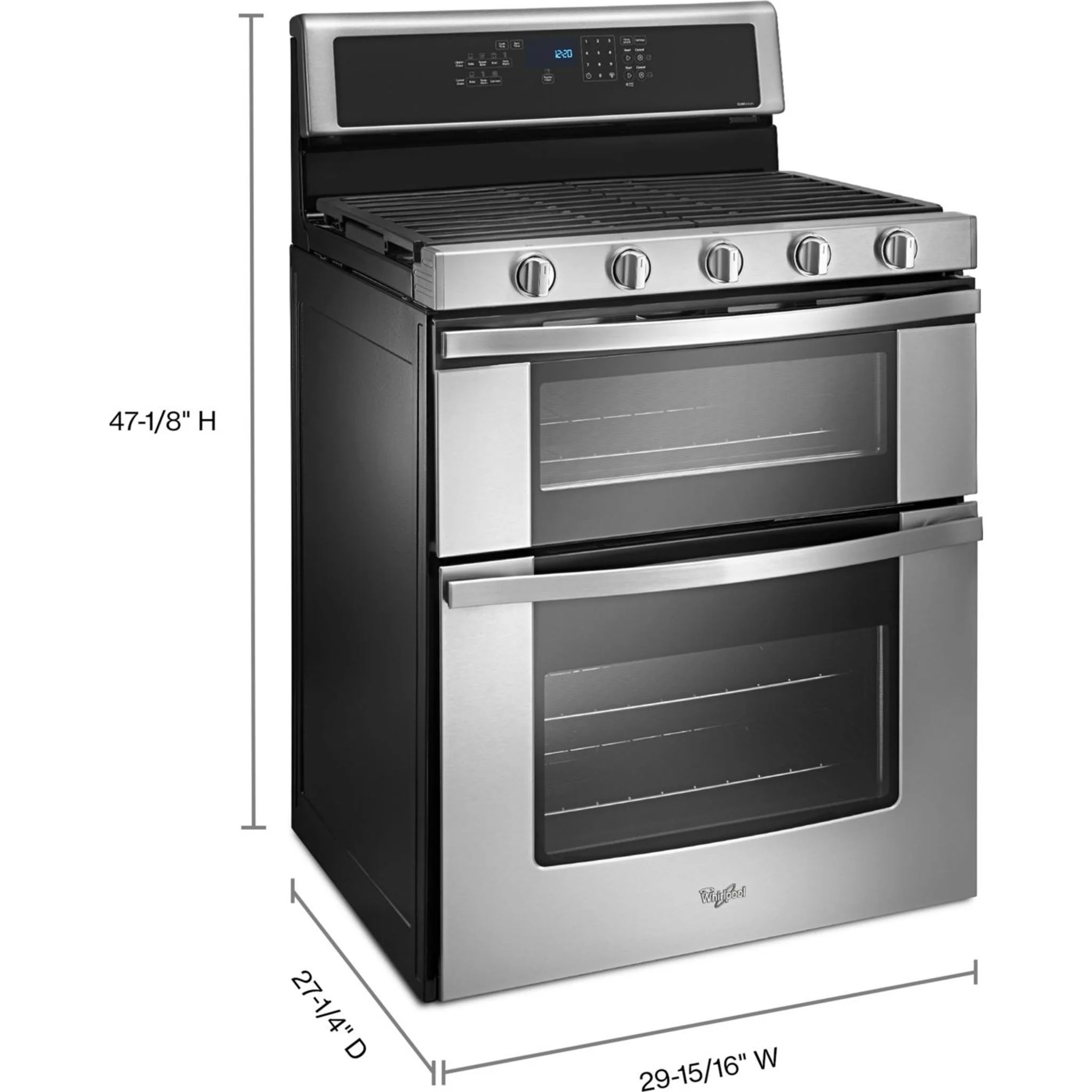Whirlpool 6.0 Cu. Ft. Gas Double Oven Range with Center Oval Burner -Stainless Steel (WGG745S0FS) - Image 8
