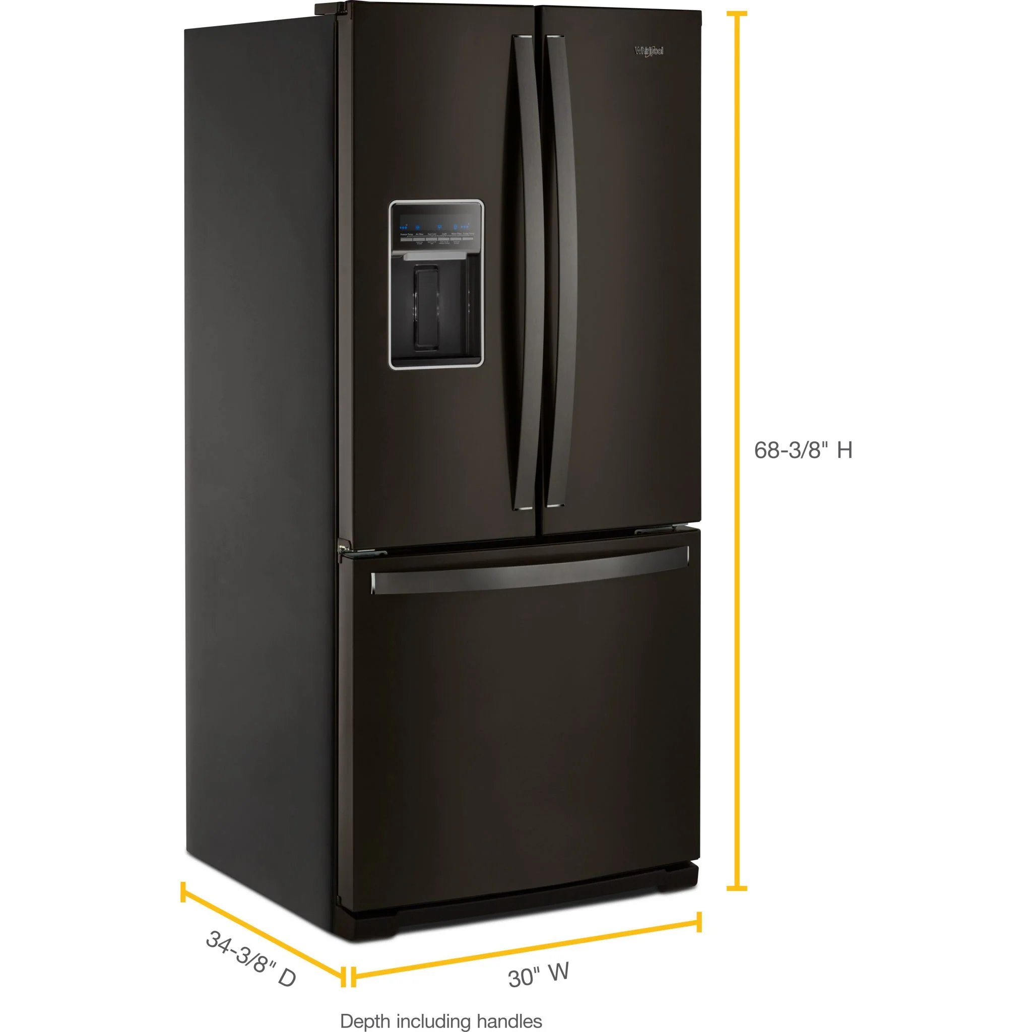Whirlpool 30-inch Wide French Door Refrigerator - 20 cu. ft. -Black Stainless (WRF560SEHV) - Image 3