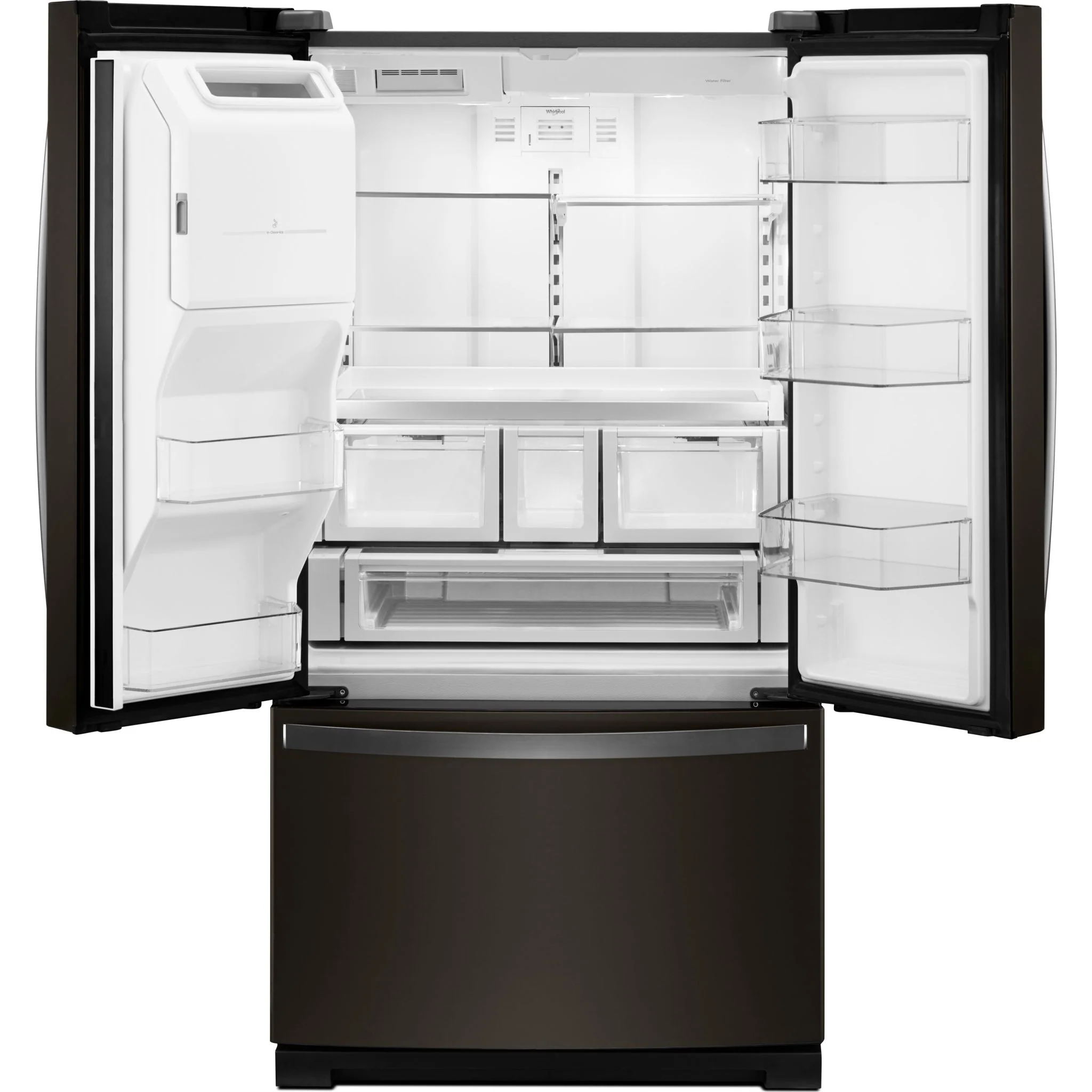 Whirlpool 36" Wide French Door Refrigerator - 27 cu. ft.- Black Stainless (WRF757SDHV) - Image 3
