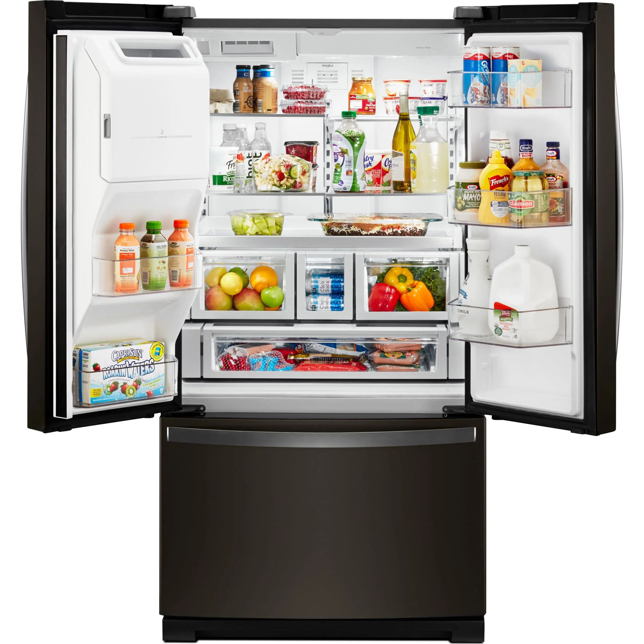 Whirlpool 36" Wide French Door Refrigerator - 27 cu.ft. - Black Stainless (WRF767SDHV) - Image 4
