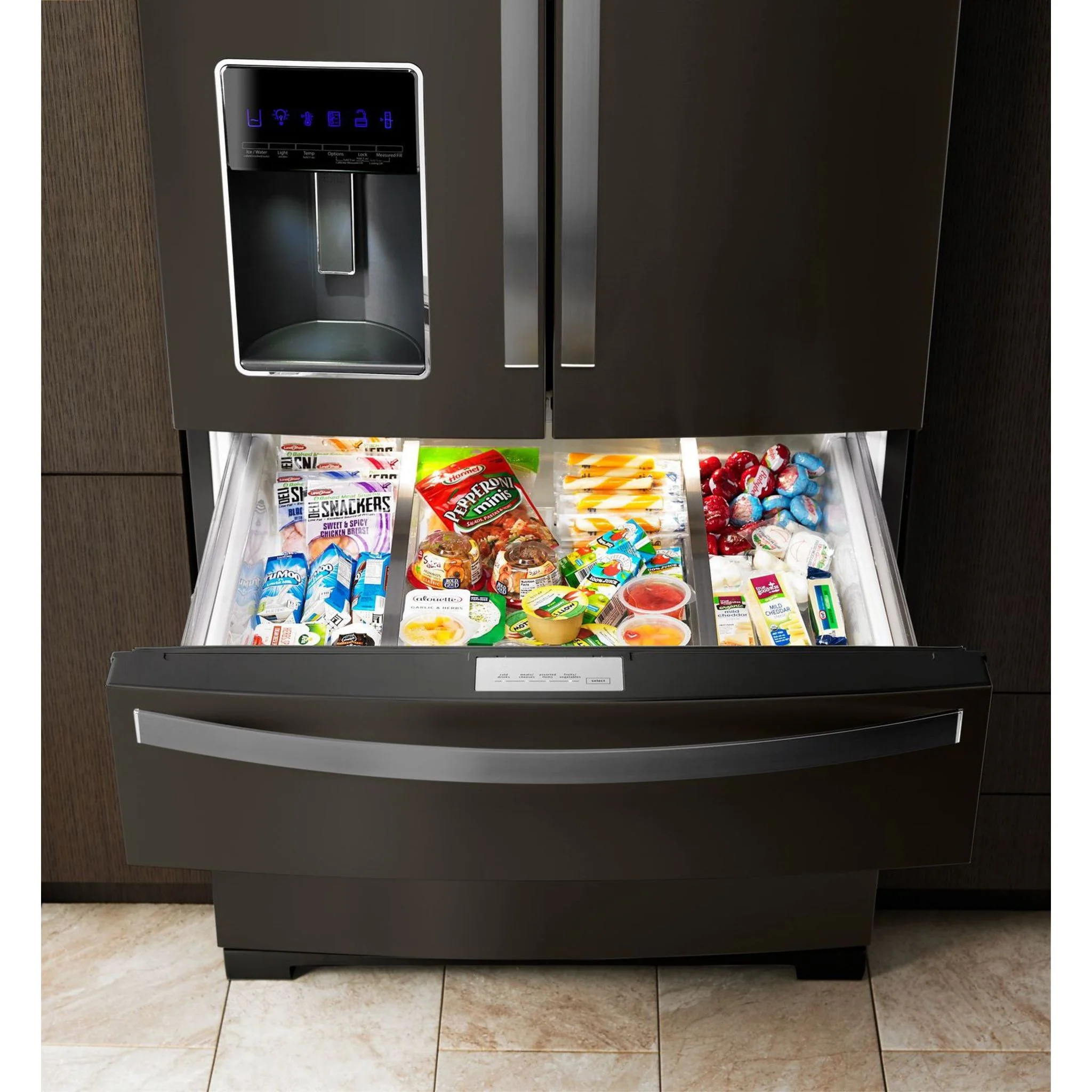 Whirlpool 36" Wide 4-Door Refrigerator with Exterior Drawer - 26 cu. ft. (WRX986SIHV) - Image 9
