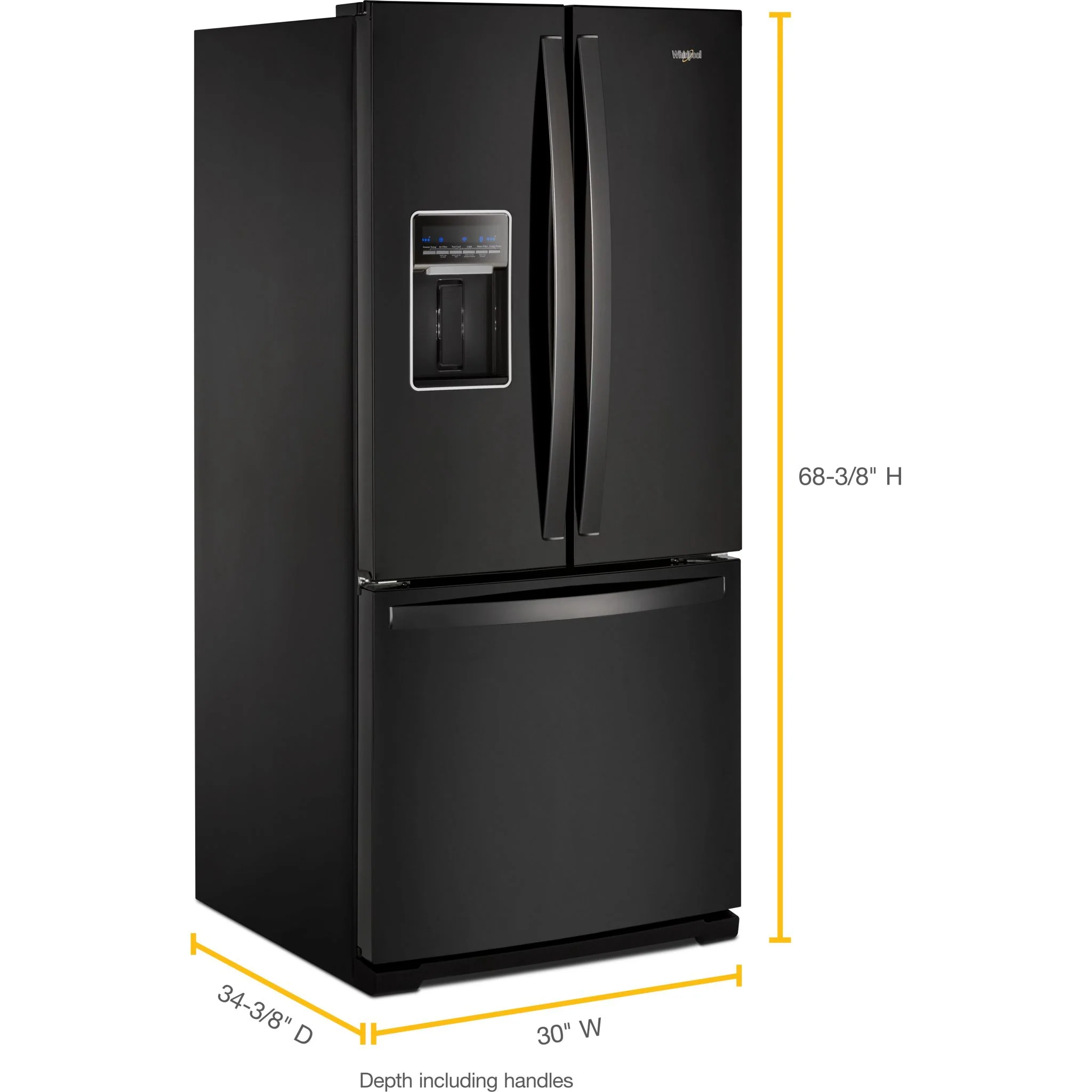 Whirlpool 30-inch Wide French Door Refrigerator - 20 cu. ft. -Black (WRF560SEHB) - Image 3