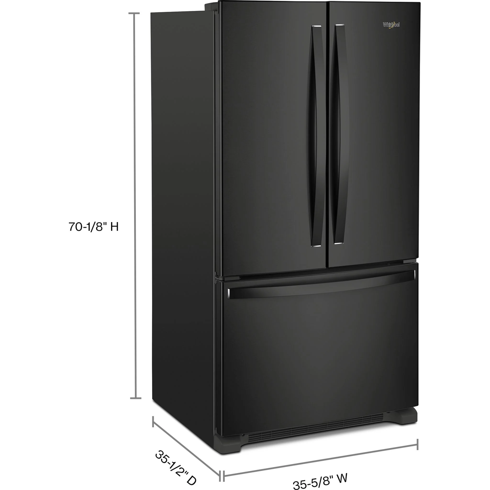 Whirlpool 36" Wide Full-Depth French Door Bottom Mount Refrigerator - 25 cu.ft. - Black (WRFF3036RB) - Image 6