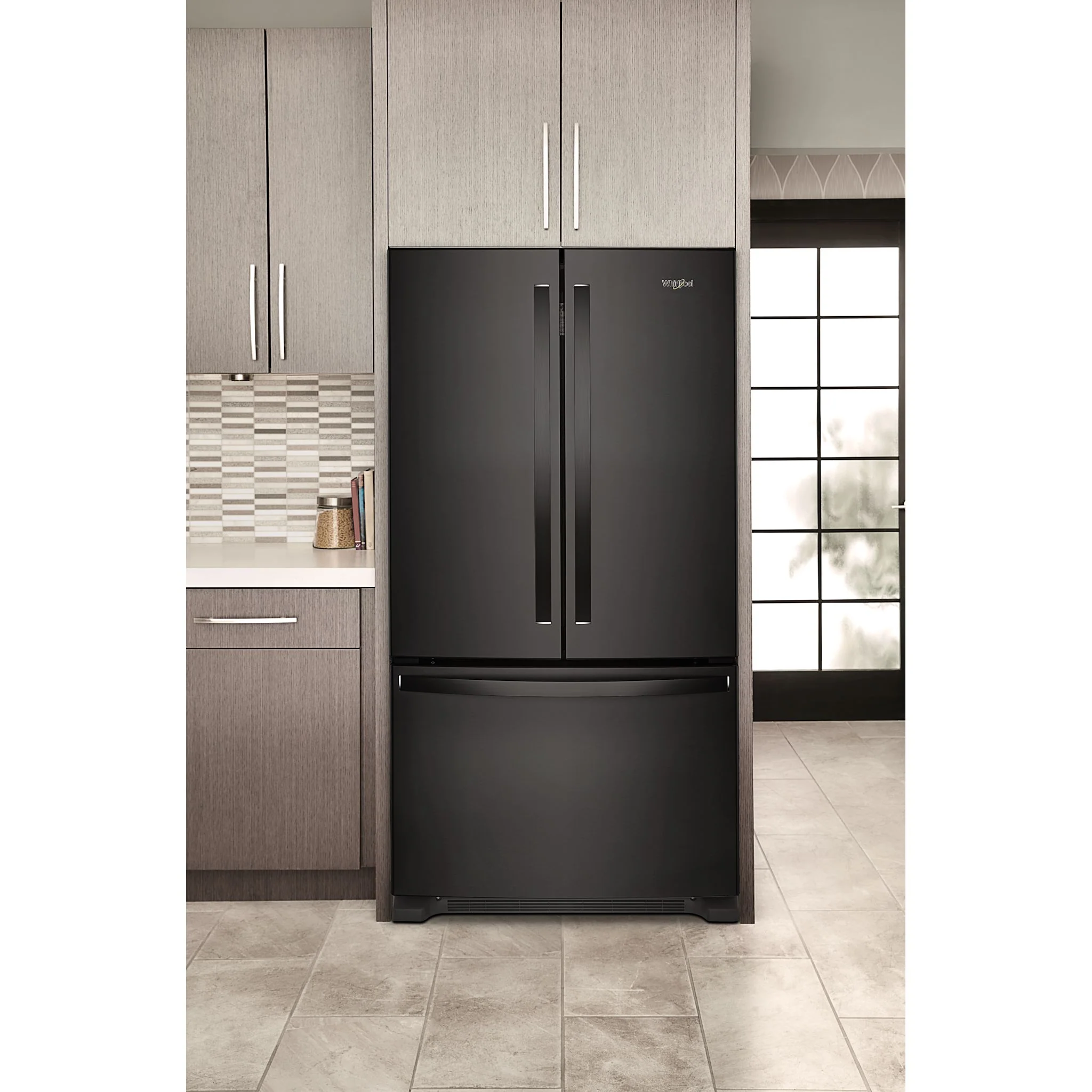 Whirlpool 36" Wide Full-Depth French Door Bottom Mount Refrigerator - 25 cu.ft. - Black (WRFF3036RB) - Image 8