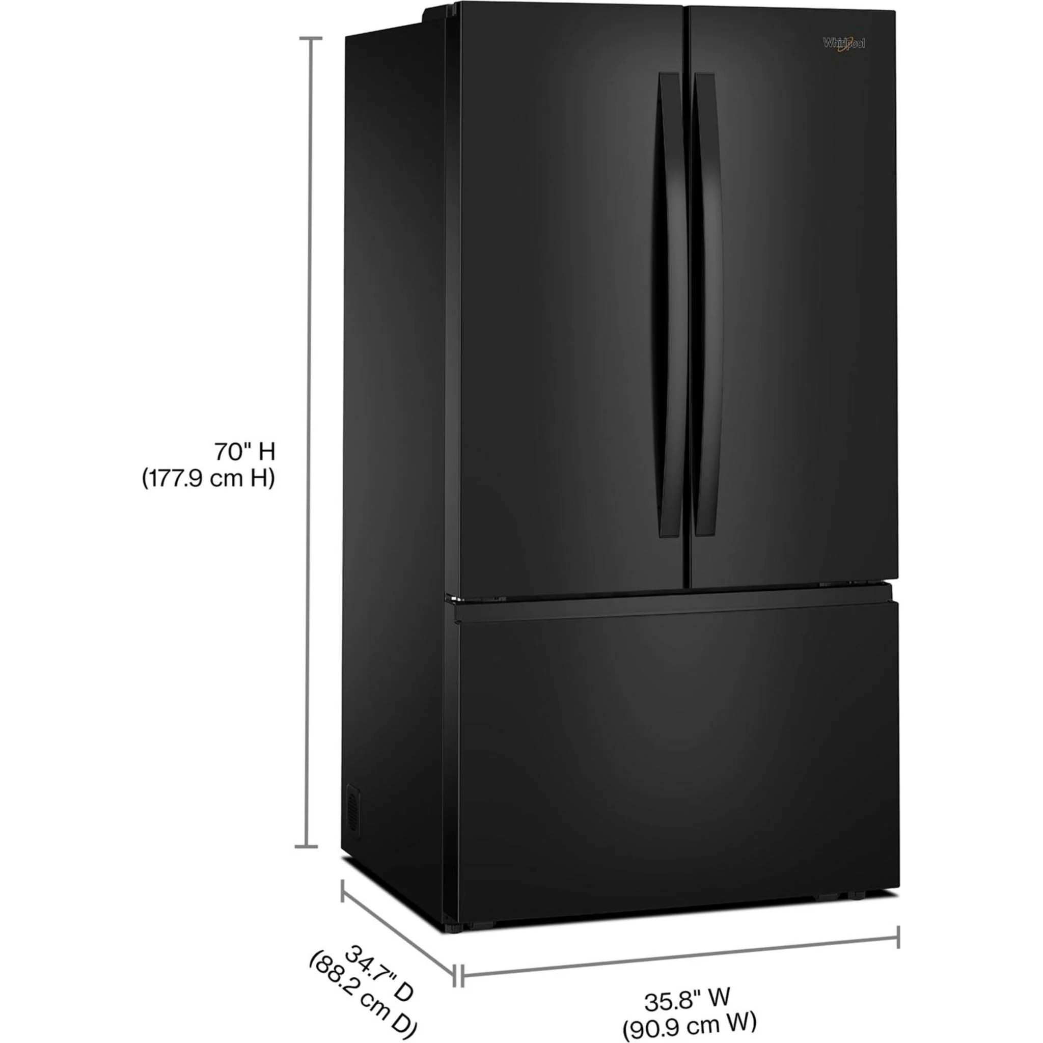 Whirlpool 36-Inch French Door Refrigerator with Ice Maker - 31 cu. ft. -Black (WRFF3136SB) - Image 9