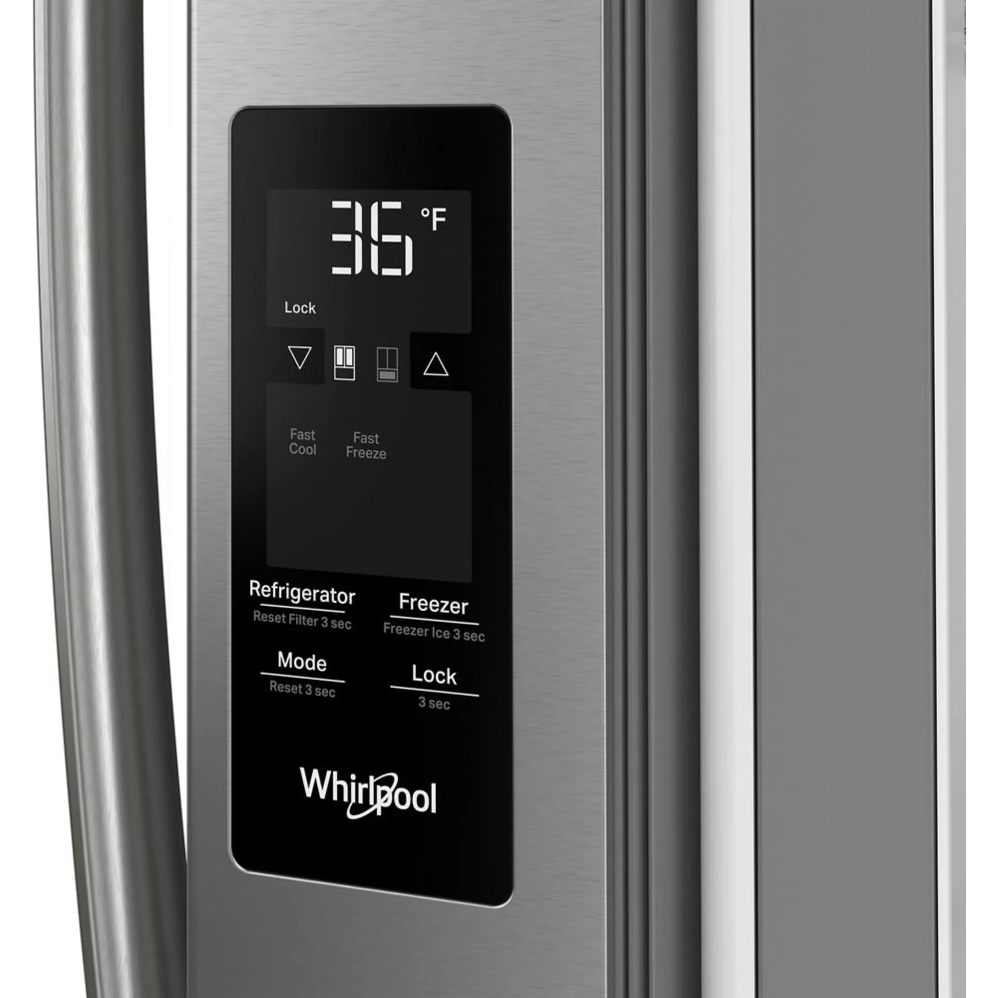 Whirlpool 36-Inch French Door Refrigerator with Ice Maker - 31 cu. ft. -Fingerprint Resistant Stainless Steel (WRFF3136SZ) - Image 3
