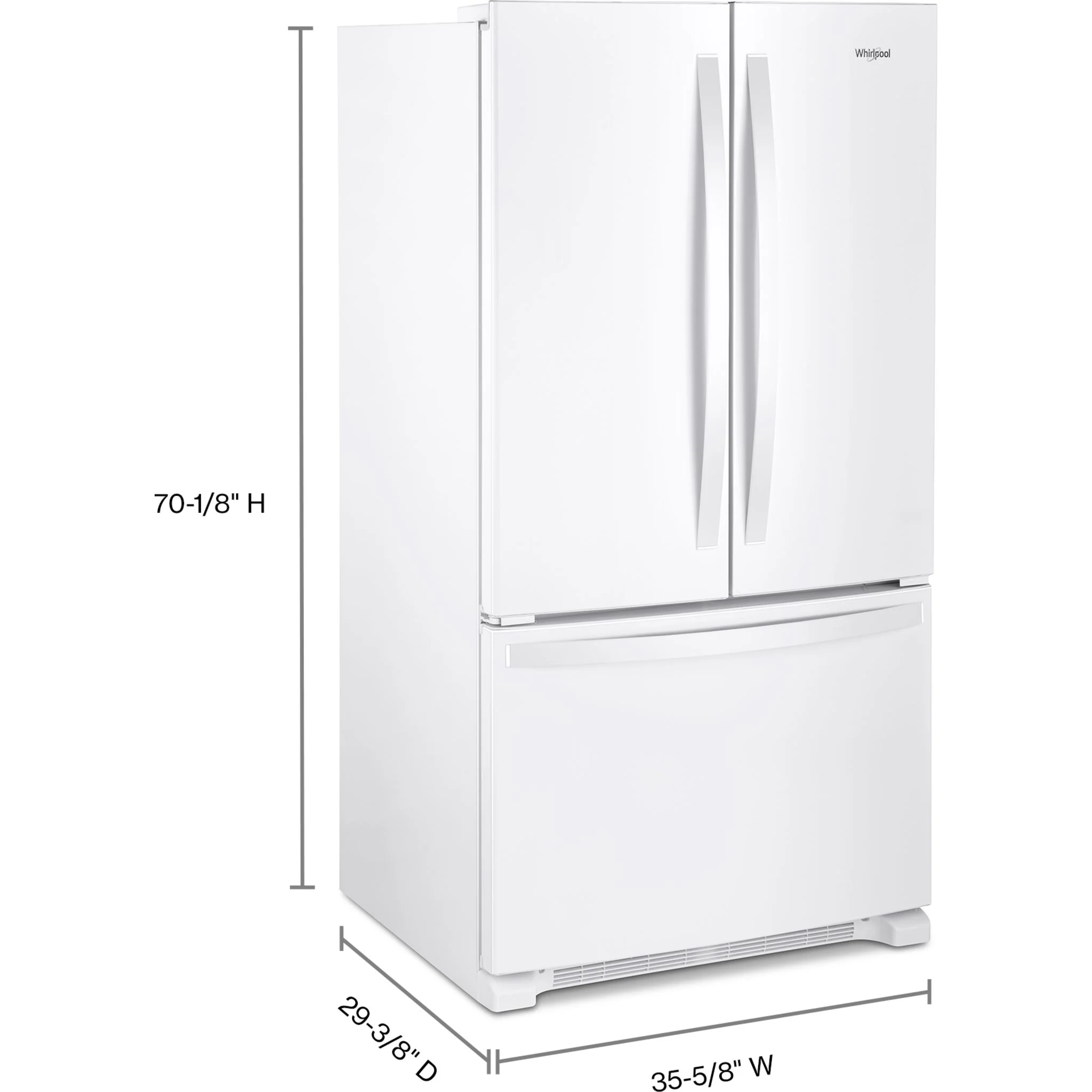 Whirlpool  Full-Depth French Door Bottom Mount Refrigerator - White (WRFF3236RW) - Image 5
