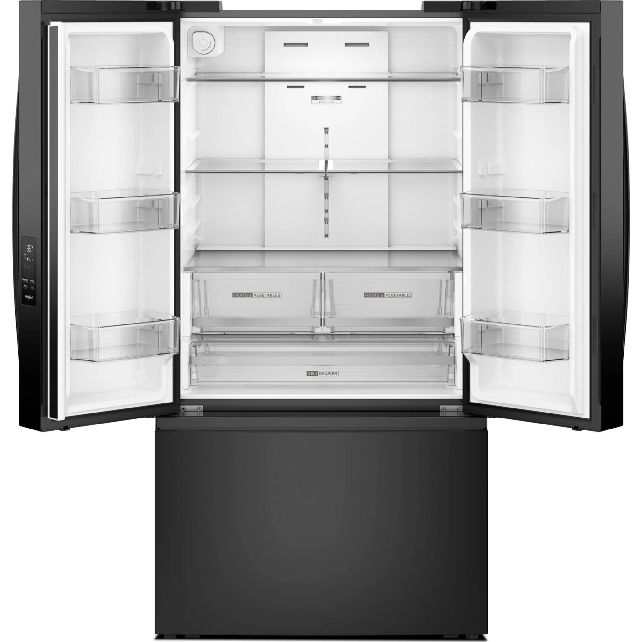 Whirlpool 36-Inch French Door Refrigerator with Interior Water Dispenser - 31 cu. ft. -Black (WRFF3336SB) - Image 6