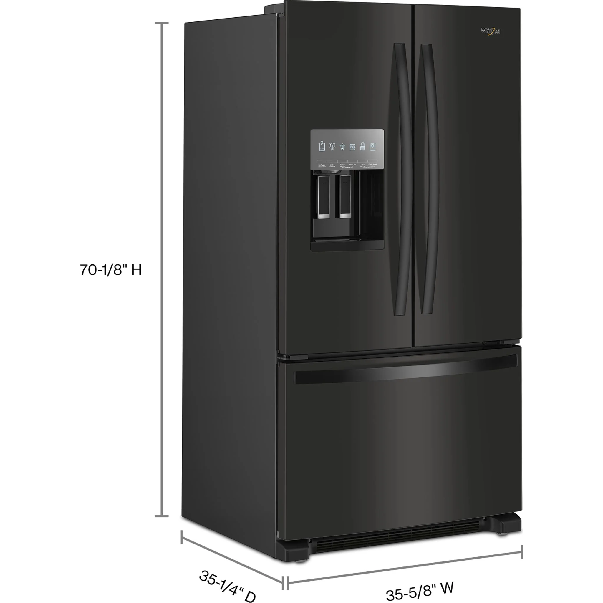 Whirlpool  36" Wide French Door Bottom Mount Refrigerator - Black (WRFF3436RB) - Image 4