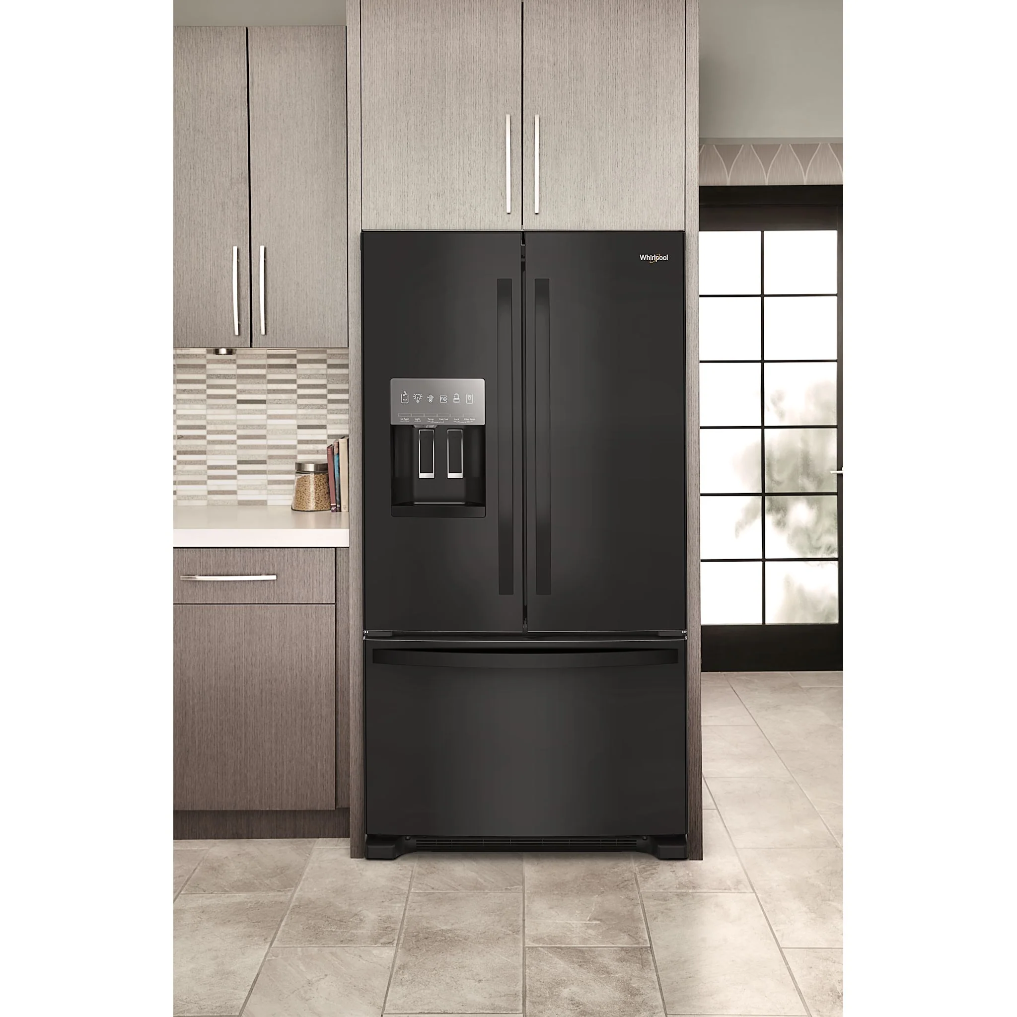 Whirlpool  36" Wide French Door Bottom Mount Refrigerator - Black (WRFF3436RB) - Image 8