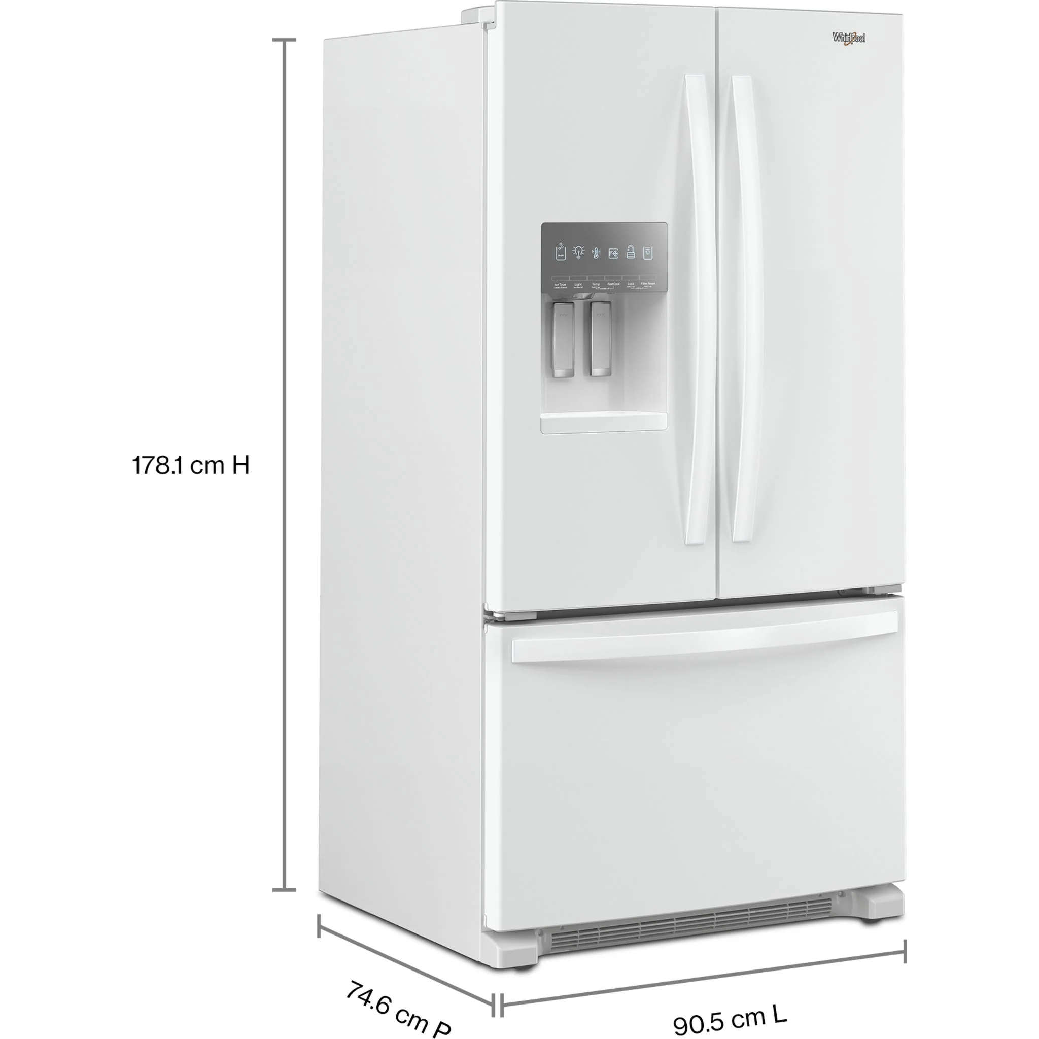 Whirlpool 36" Wide French Door Bottom Mount Refrigerator - 25 cu.ft. - White (WRFF3436RW) - Image 5