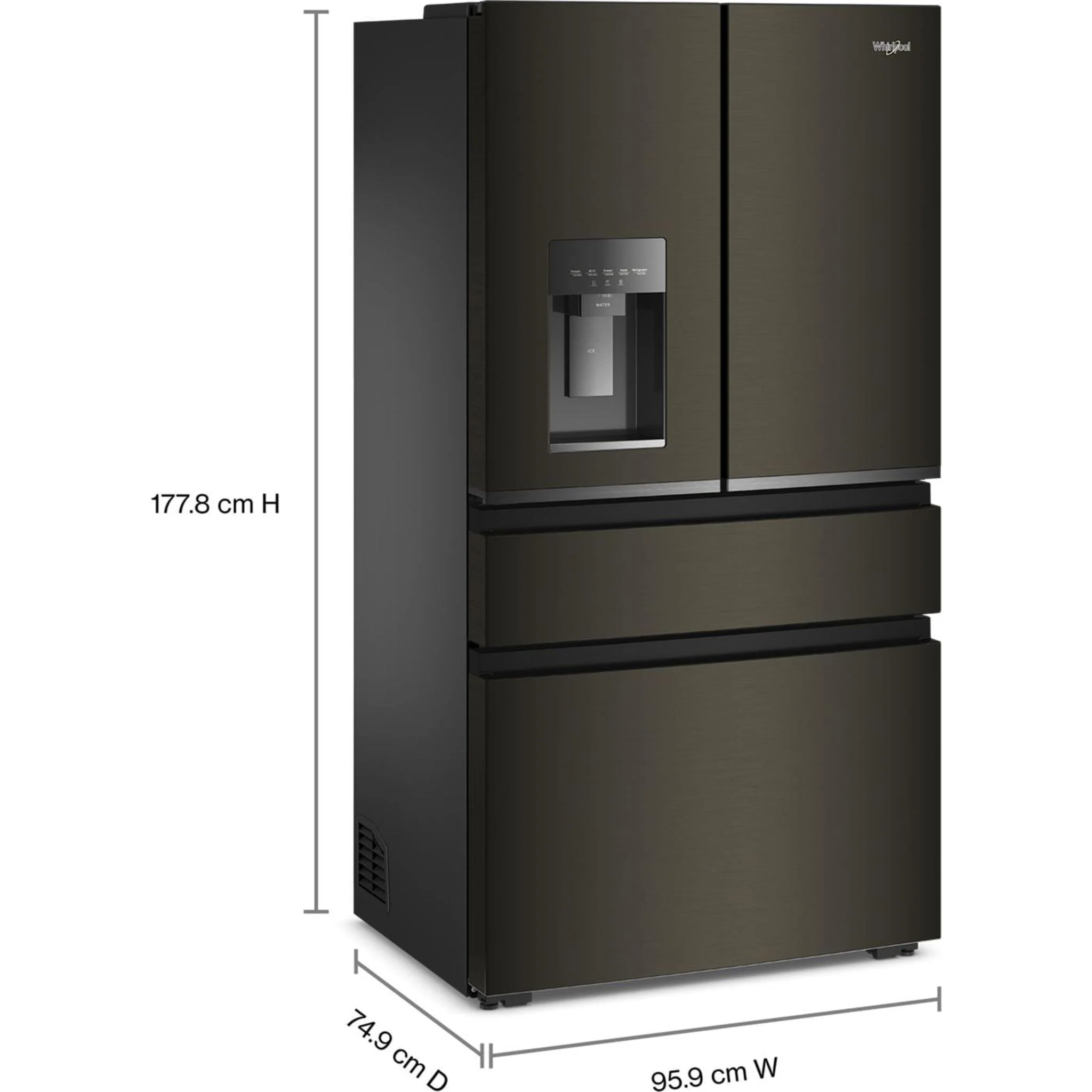 Whirlpool 36-inch Wide True Counter Depth 4-Door French Door Refrigerator - 22 cu. ft. -Black Stainless Finish (WRMC7036RV) - Image 5
