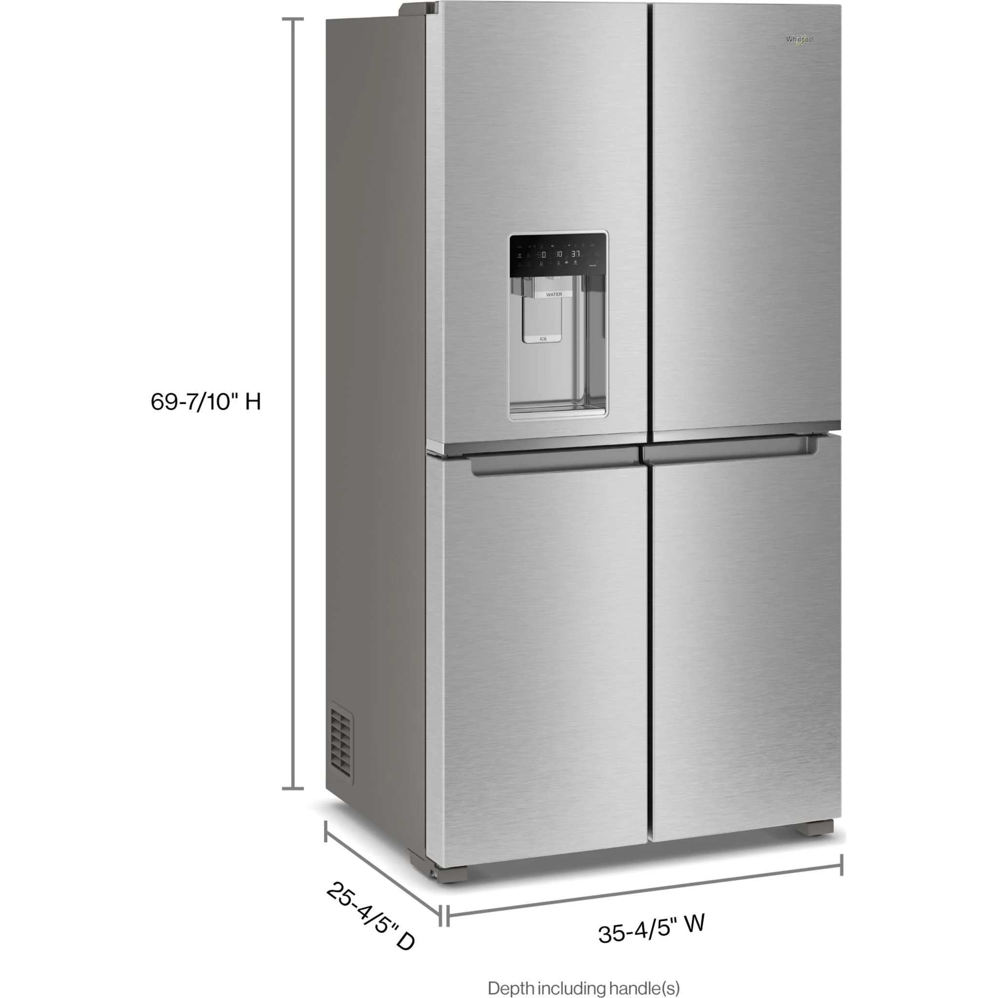 Whirlpool 36-Inch Counter Depth 4 Door Refrigerator with Ice Maker in Door -Fingerprint Resistant Stainless Steel (WRQC7836RZ) - Image 2