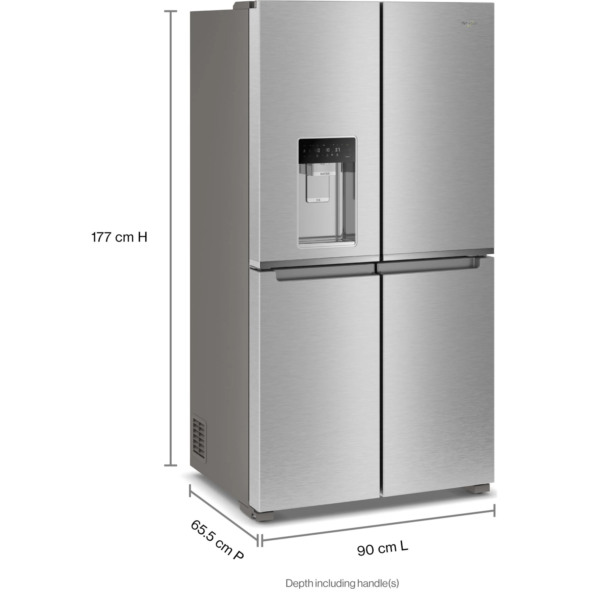 Whirlpool 36-Inch Counter Depth 4 Door Refrigerator with Ice Maker in Door -Fingerprint Resistant Stainless Steel (WRQC7836RZ) - Image 3