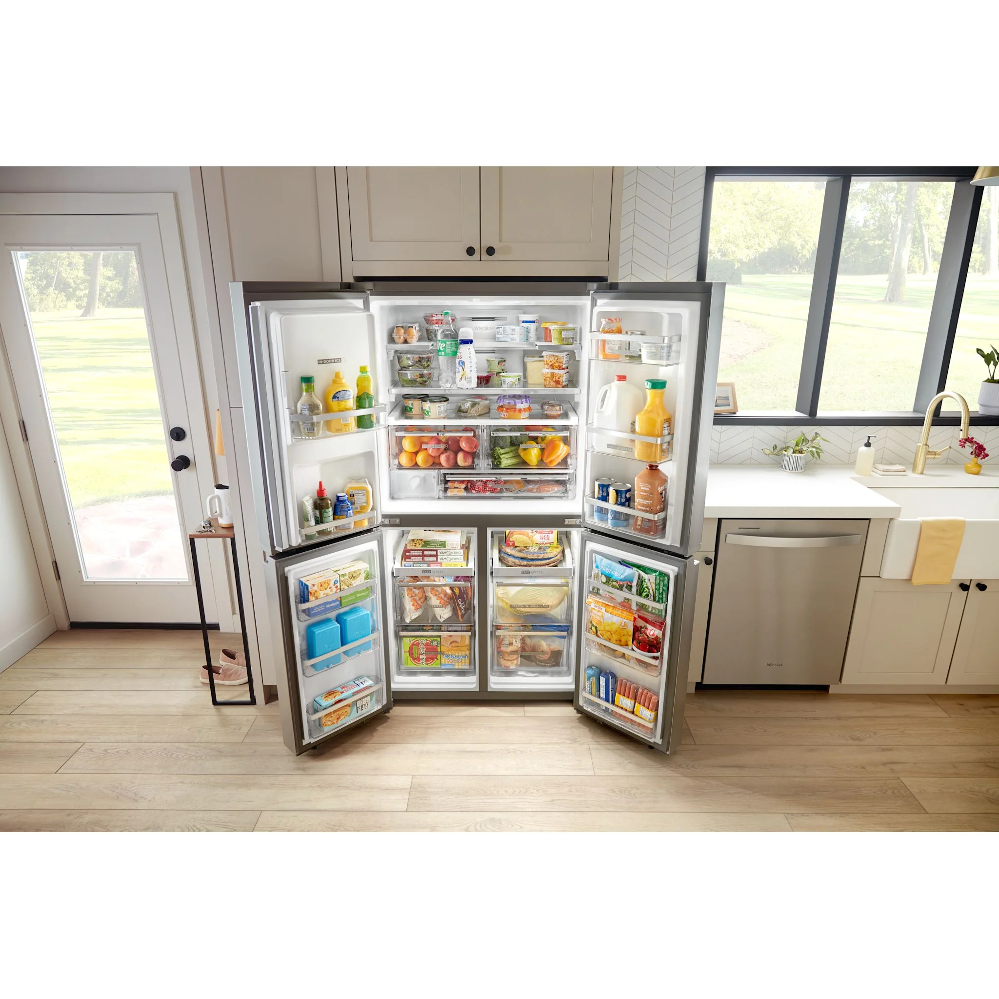 Whirlpool 36-Inch Counter Depth 4 Door Refrigerator with Ice Maker in Door -Fingerprint Resistant Stainless Steel (WRQC7836RZ) - Image 5