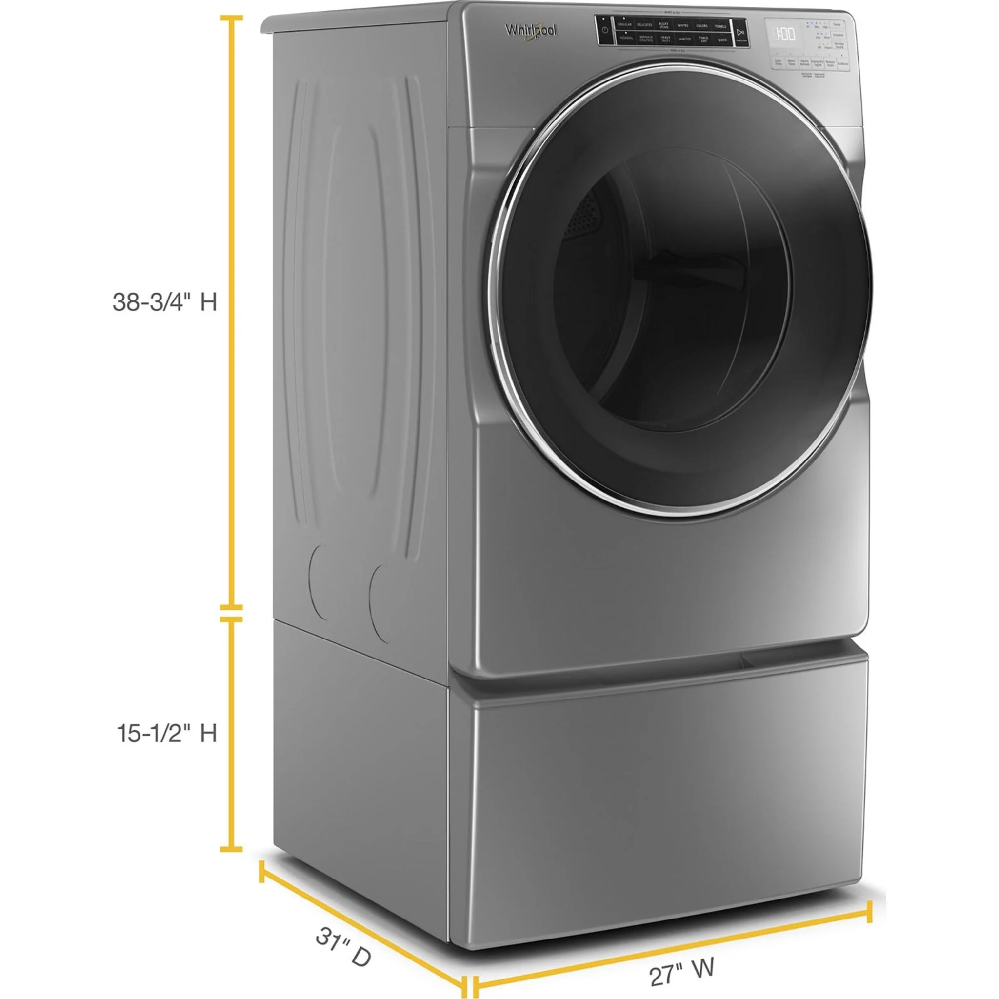 Whirlpool 7.4 cu. ft. Front Load Electric Dryer with Steam Cycles -Chrome Shadow (YWED8620HC) - Image 14