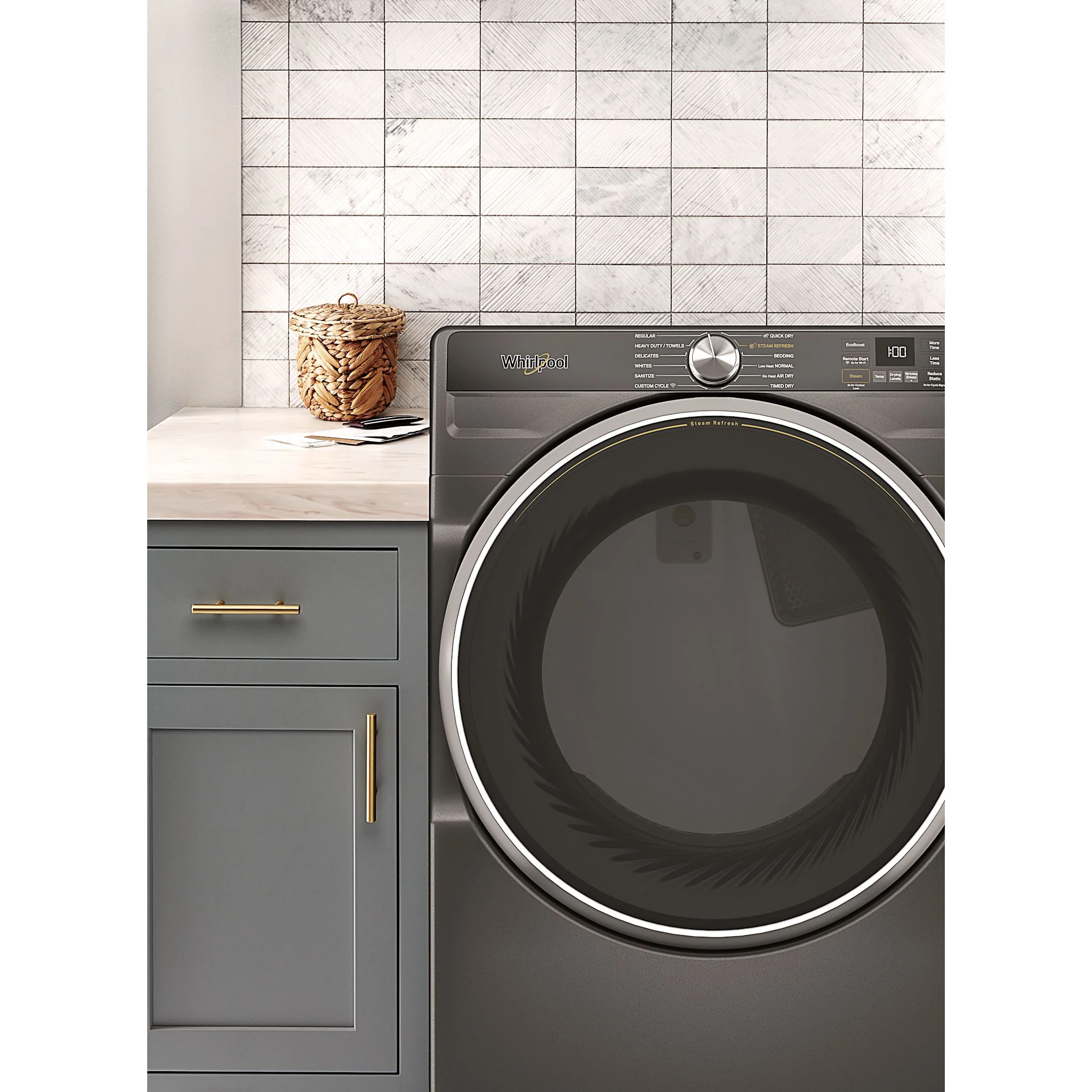 Whirlpool 7.4 cu. ft. Smart Front Load ENERGY STAR Certified Gas Dryer with Wrinkle ShieldOption -Volcano Black (WGD5720RU) - Image 5