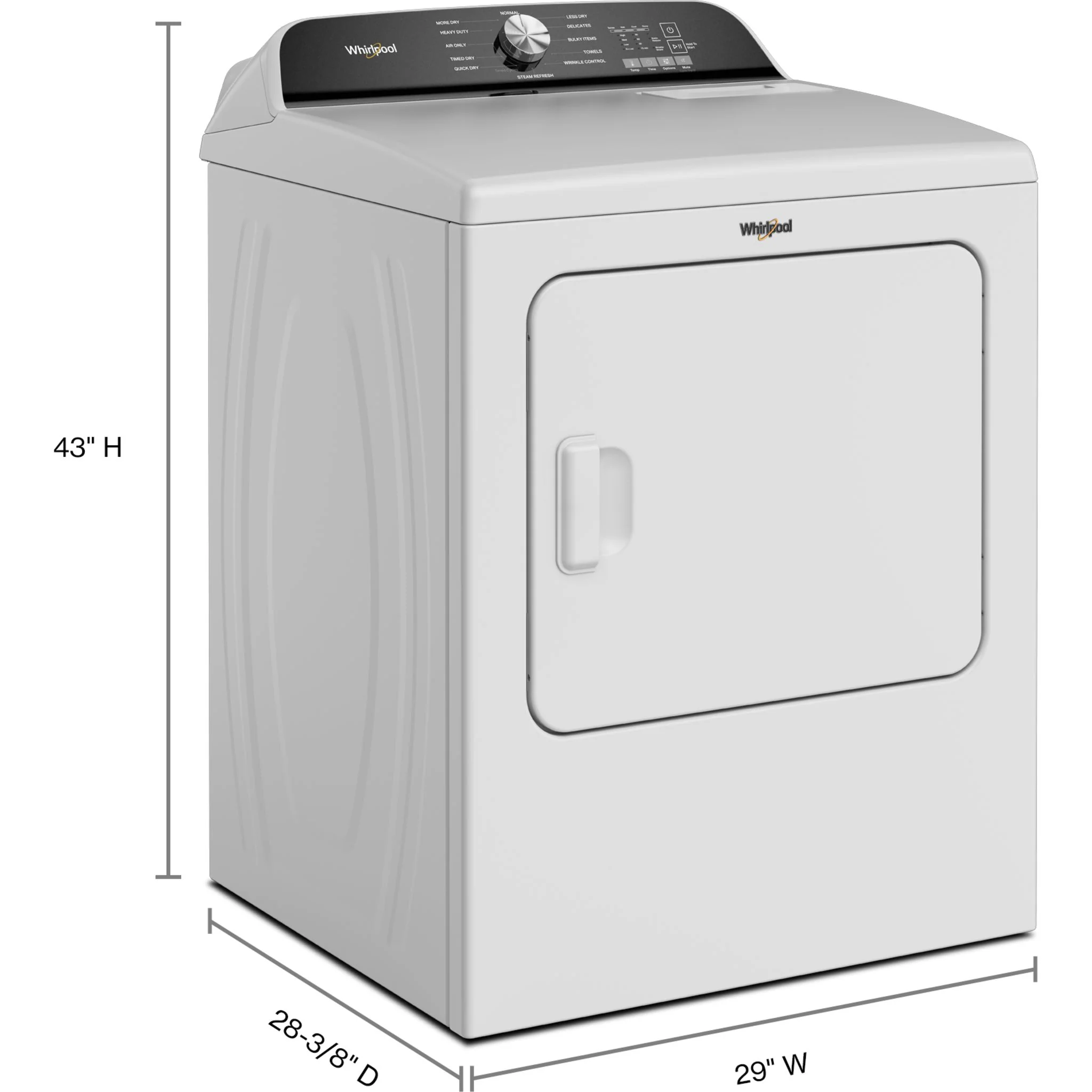 Whirlpool 7.0 Cu. Ft. Top Load Gas Dryer with Moisture Sensor -White (WGD6150PW) - Image 2